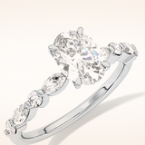 0.91 CT Oval Shaped Pave Moissanite Engagement Ring
