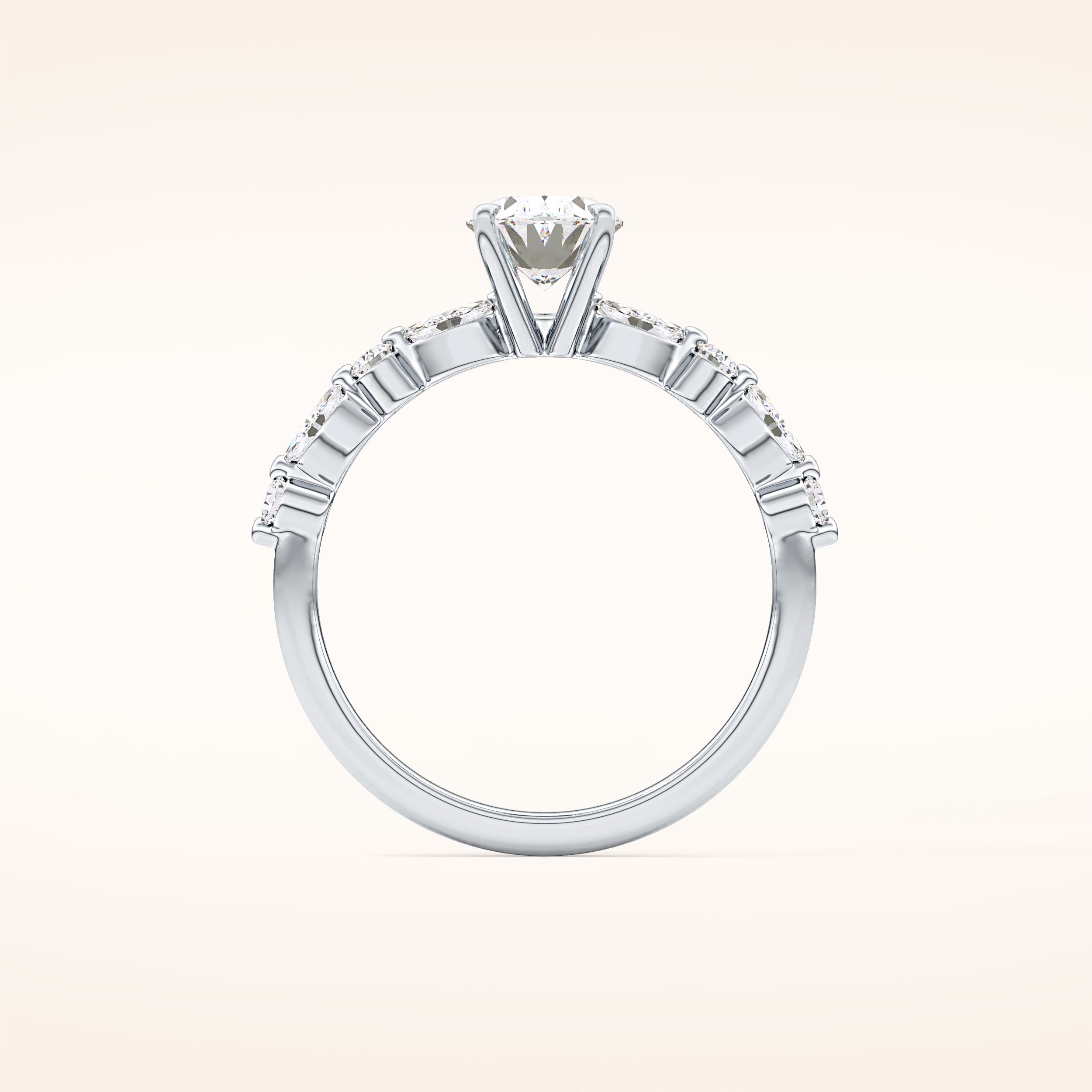0.91 CT Oval Shaped Pave Moissanite Engagement Ring