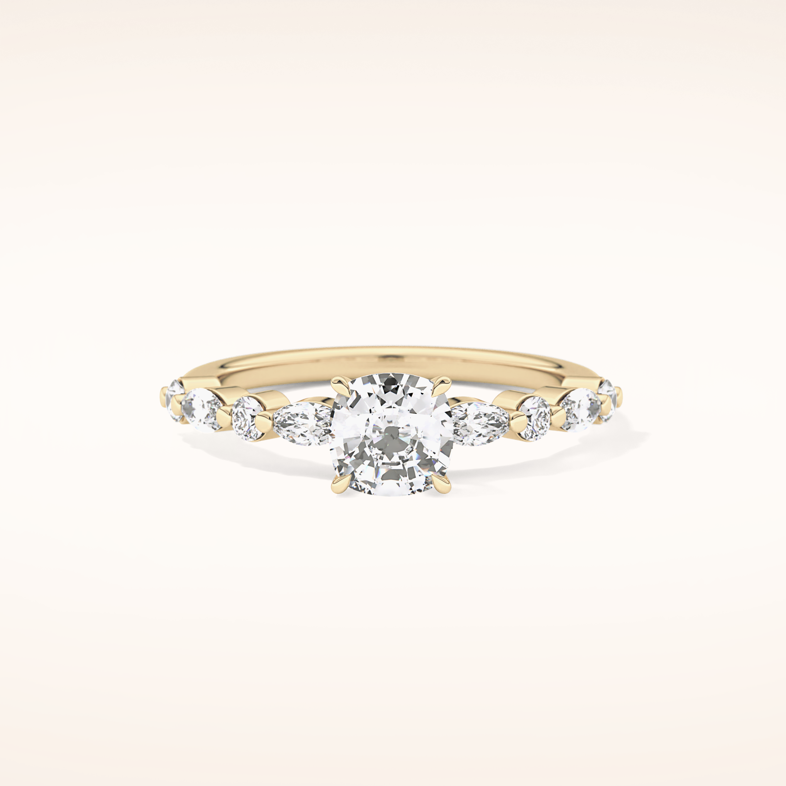 0.87 CT Cushion Shaped Pave Moissanite Engagement Ring