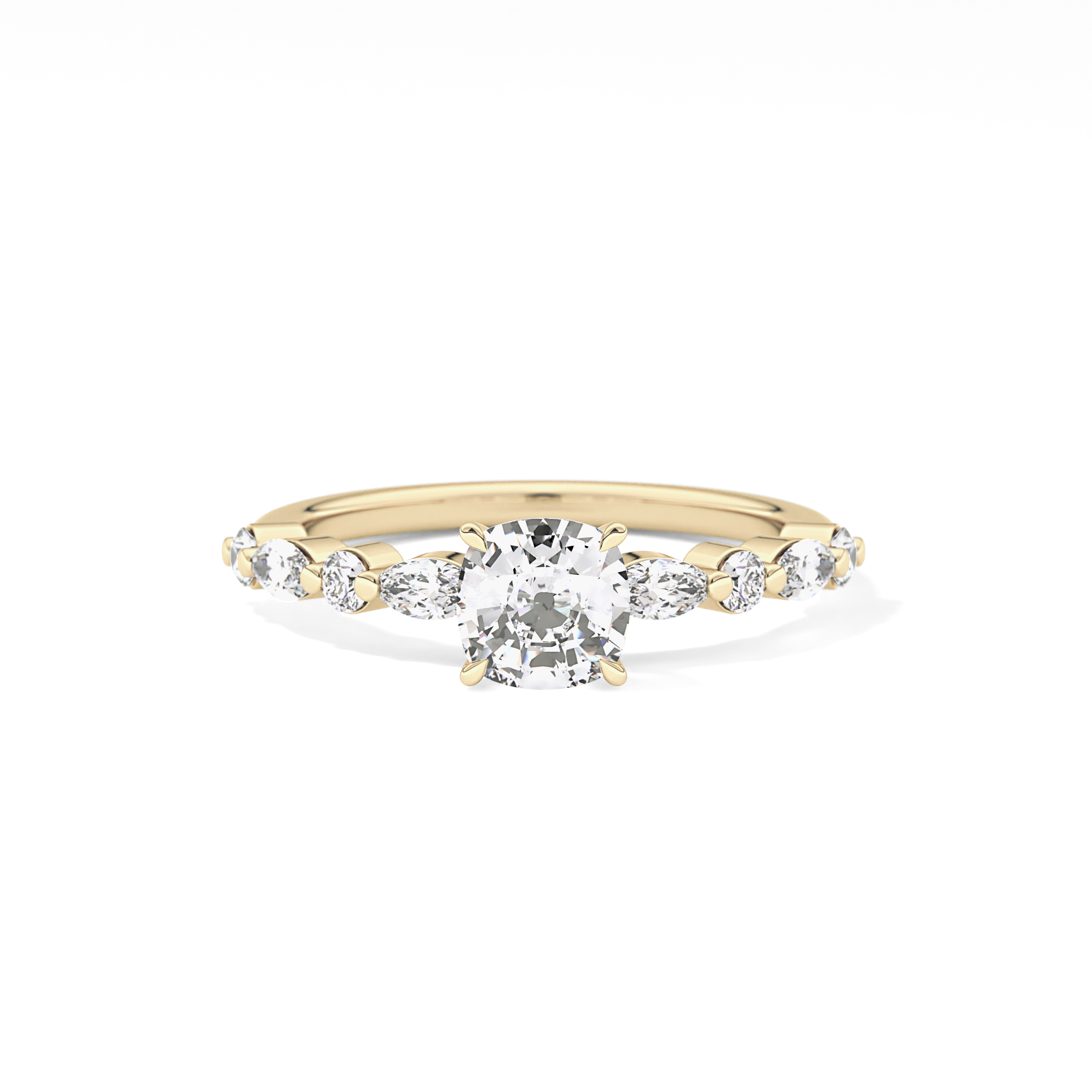 Cushion Pave Lab Grown Diamond Engagement Ring