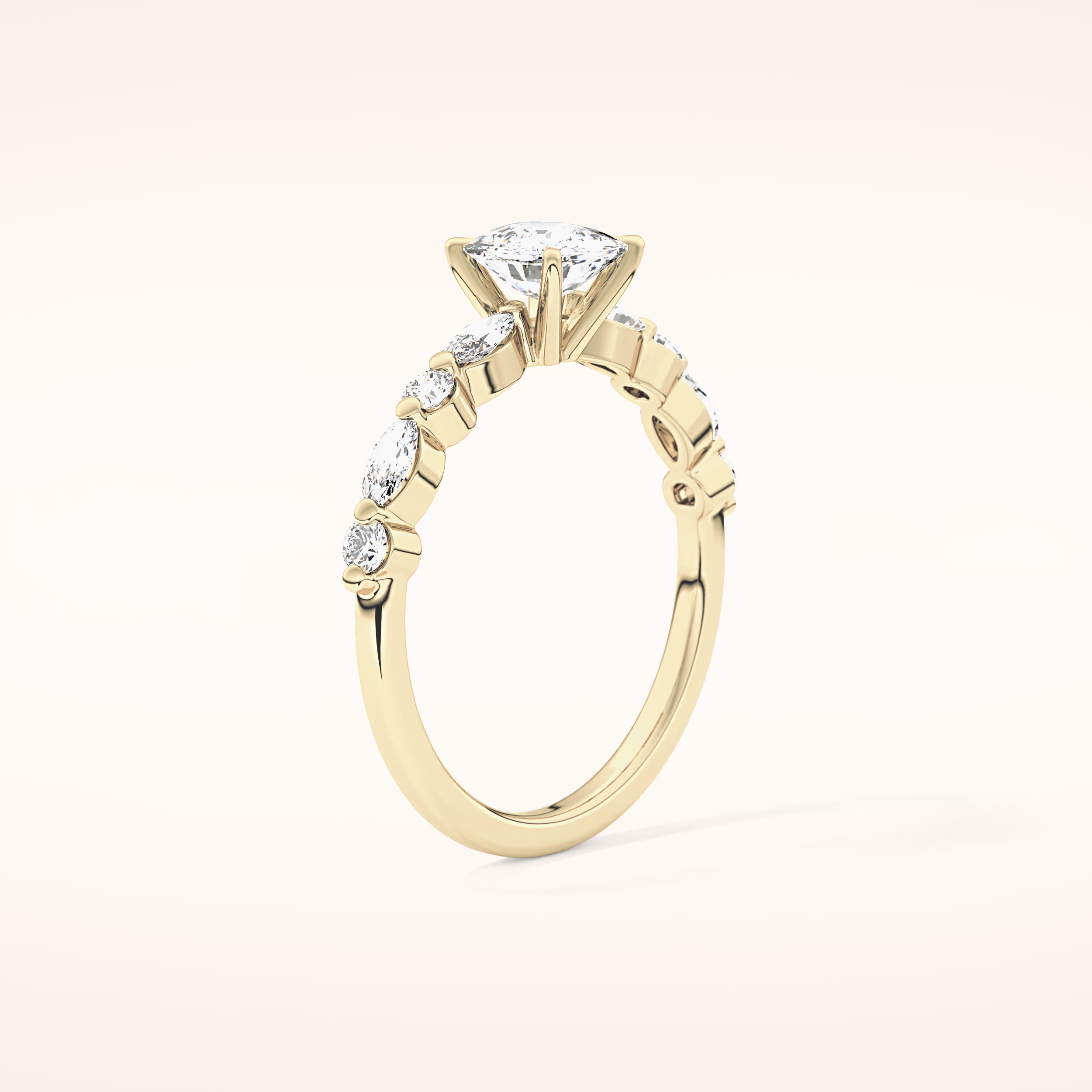 0.87 CT Cushion Shaped Pave Moissanite Engagement Ring