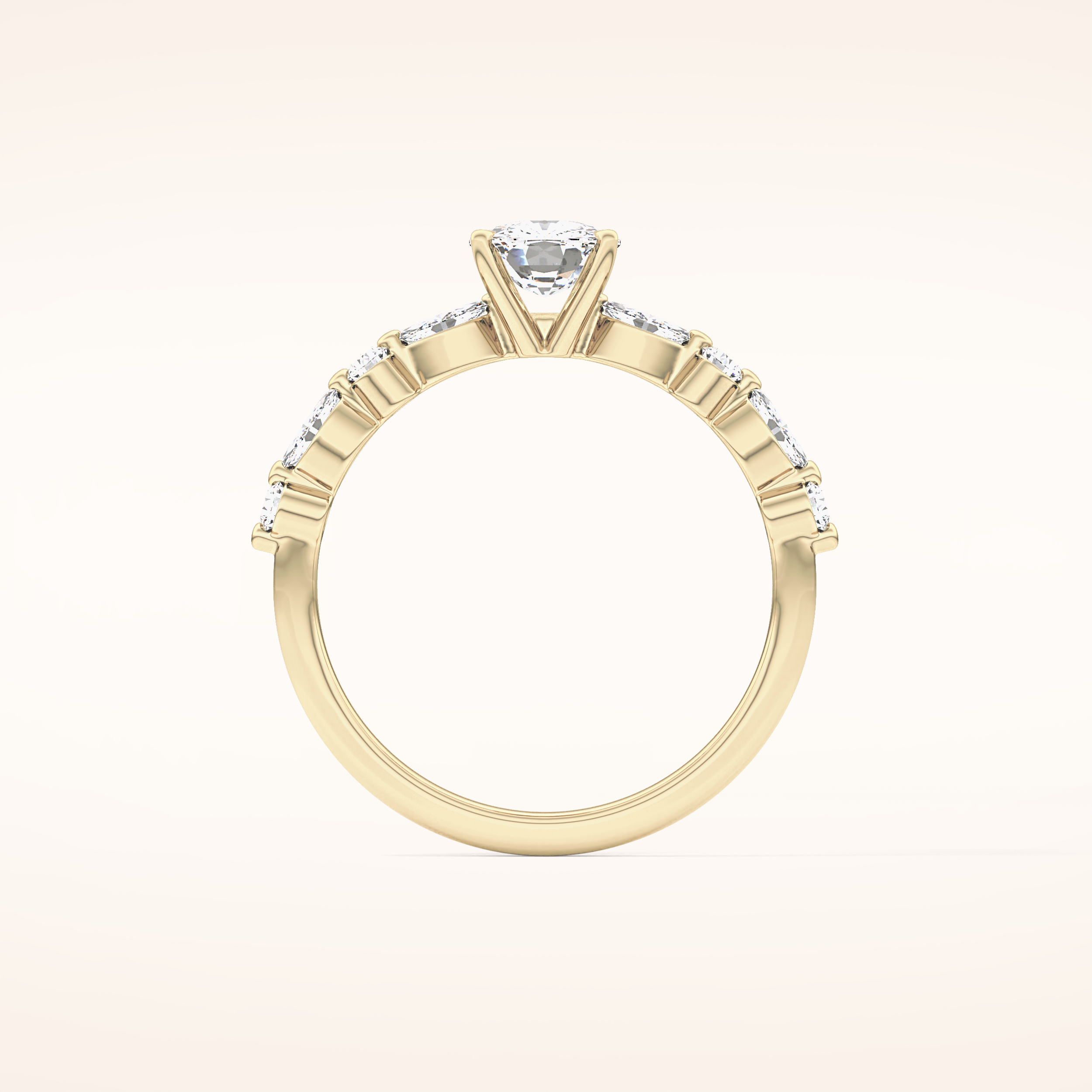 0.87 CT Cushion Shaped Pave Moissanite Engagement Ring