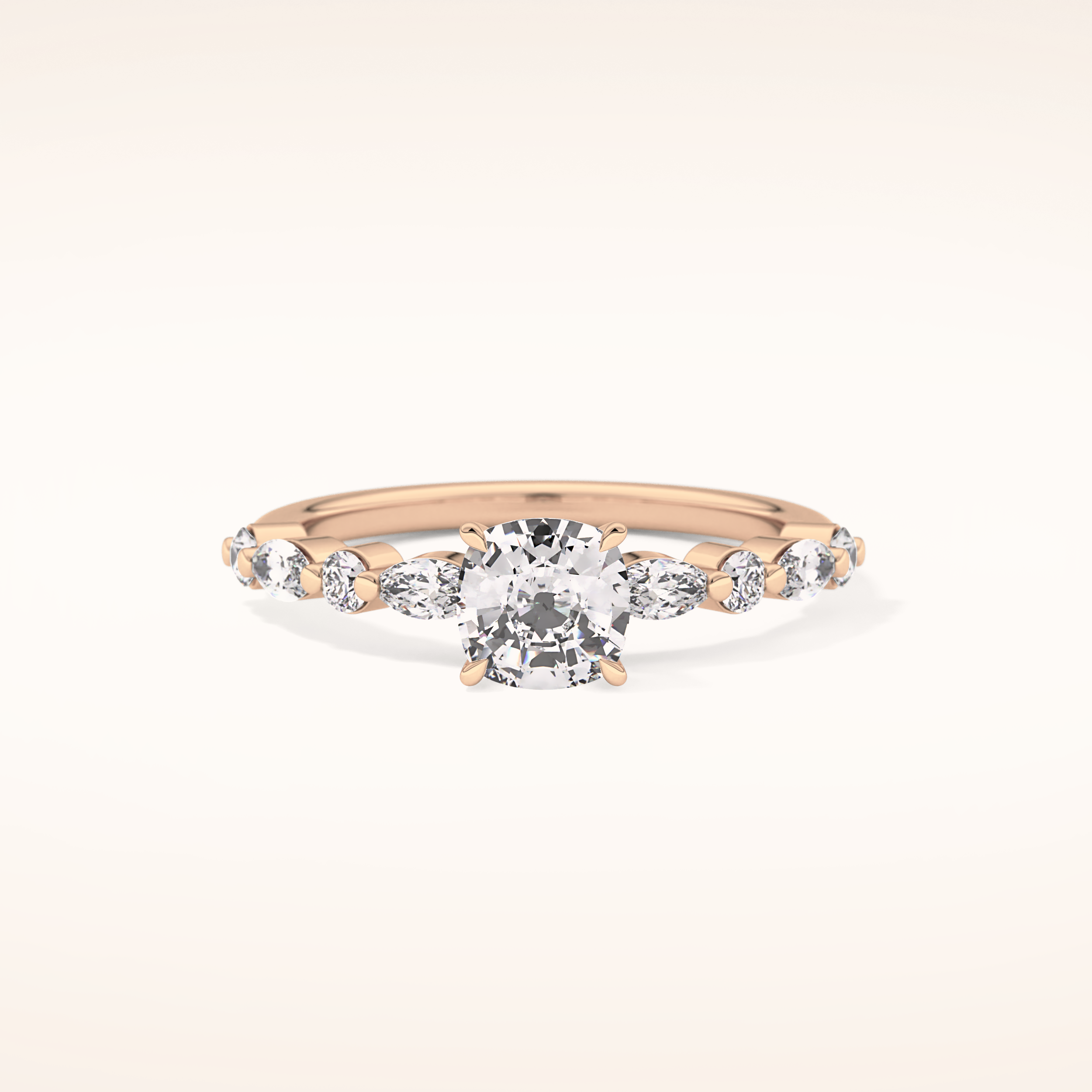 0.87 CT Cushion Shaped Pave Moissanite Engagement Ring