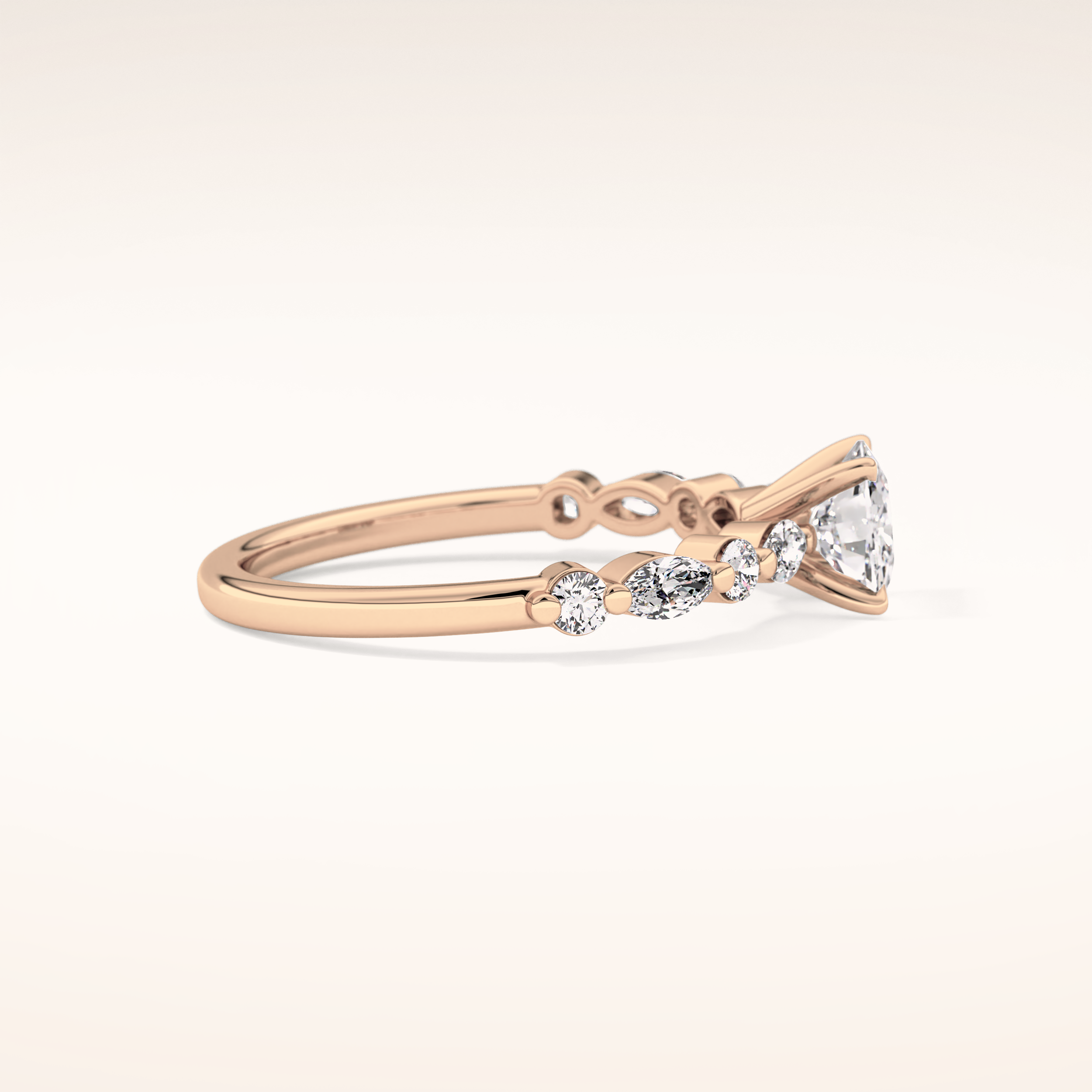 0.87 CT Cushion Shaped Pave Moissanite Engagement Ring