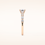 0.87 CT Cushion Shaped Pave Moissanite Engagement Ring