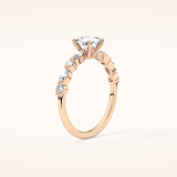 0.87 CT Cushion Shaped Pave Moissanite Engagement Ring