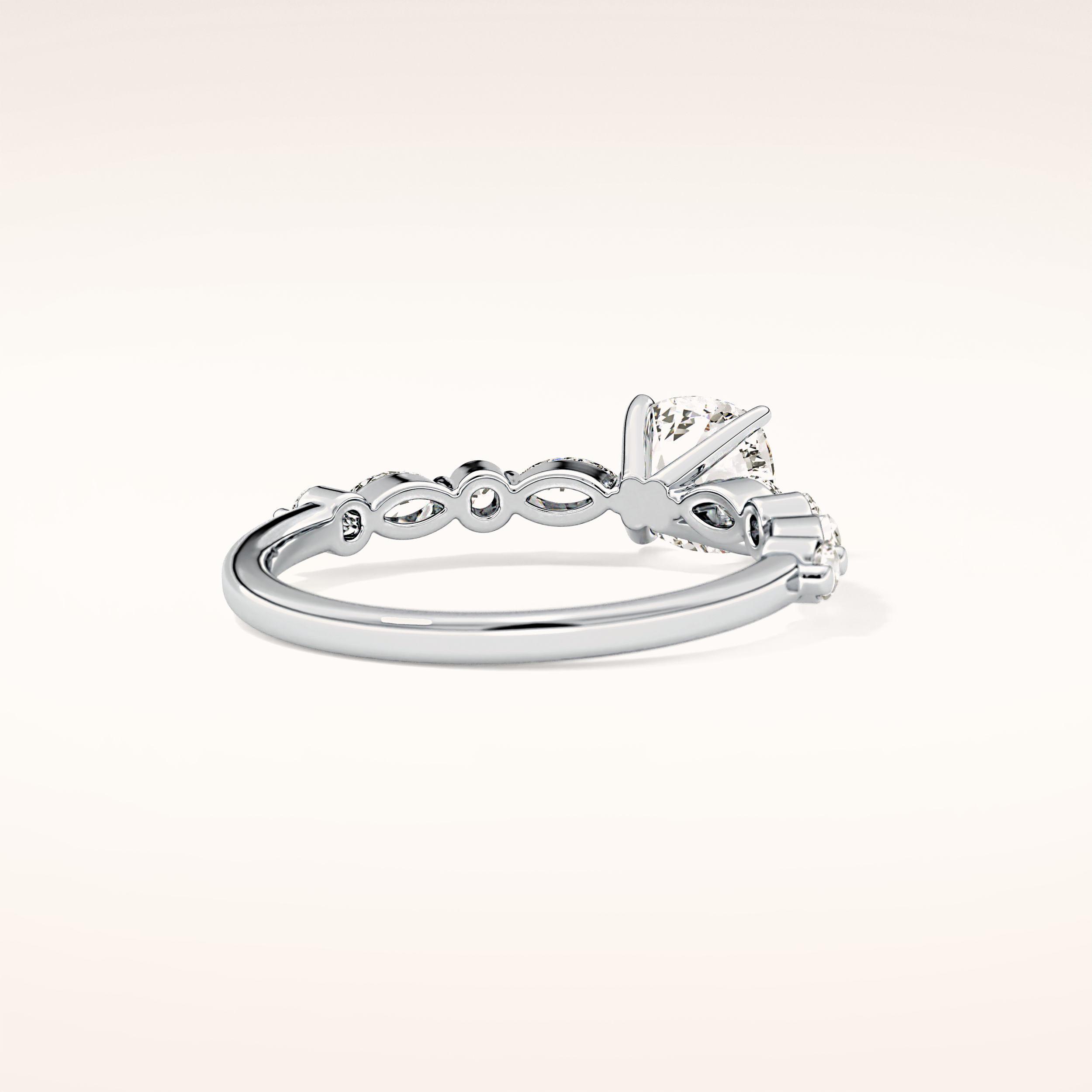 0.87 CT Cushion Shaped Pave Moissanite Engagement Ring