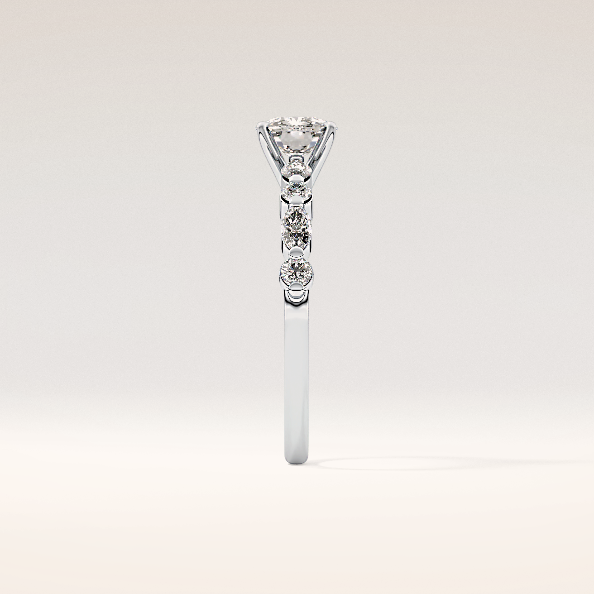 0.87 CT Cushion Shaped Pave Moissanite Engagement Ring