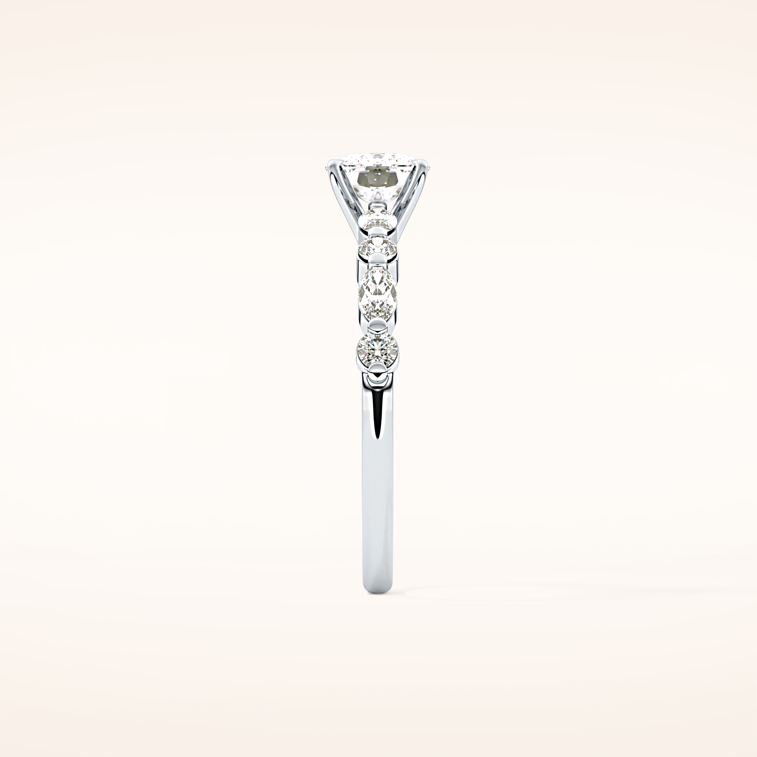 0.87 CT Cushion Shaped Pave Moissanite Engagement Ring