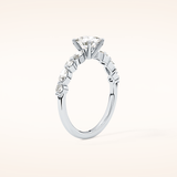 0.87 CT Cushion Shaped Pave Moissanite Engagement Ring