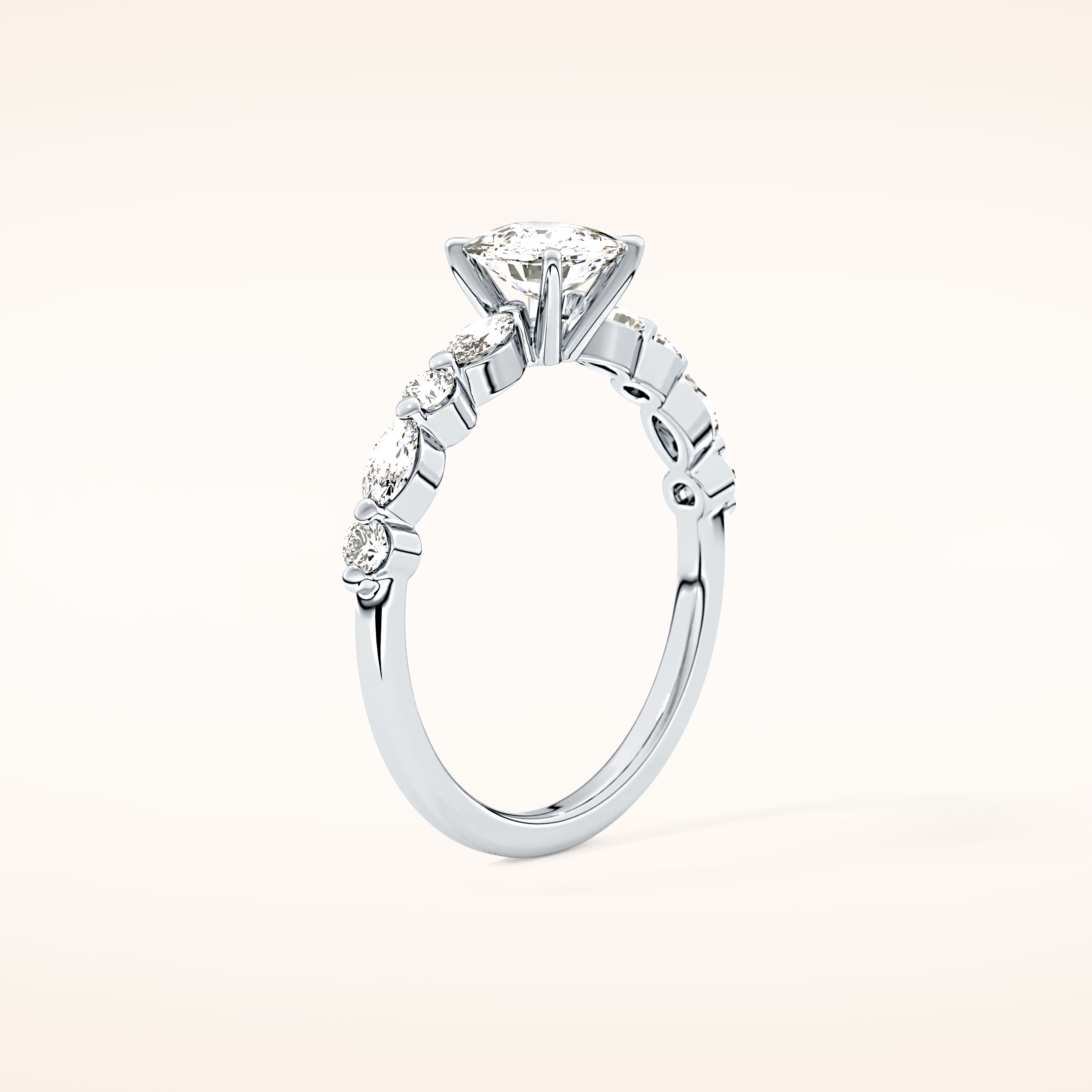 0.87 CT Cushion Shaped Pave Moissanite Engagement Ring