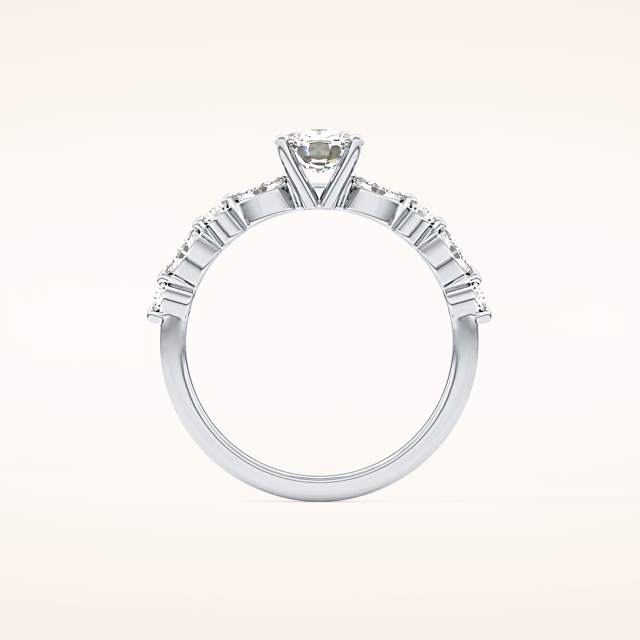 0.87 CT Cushion Shaped Pave Moissanite Engagement Ring