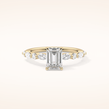 1.02 CT Emerald Shaped Pave Moissanite Engagement Ring