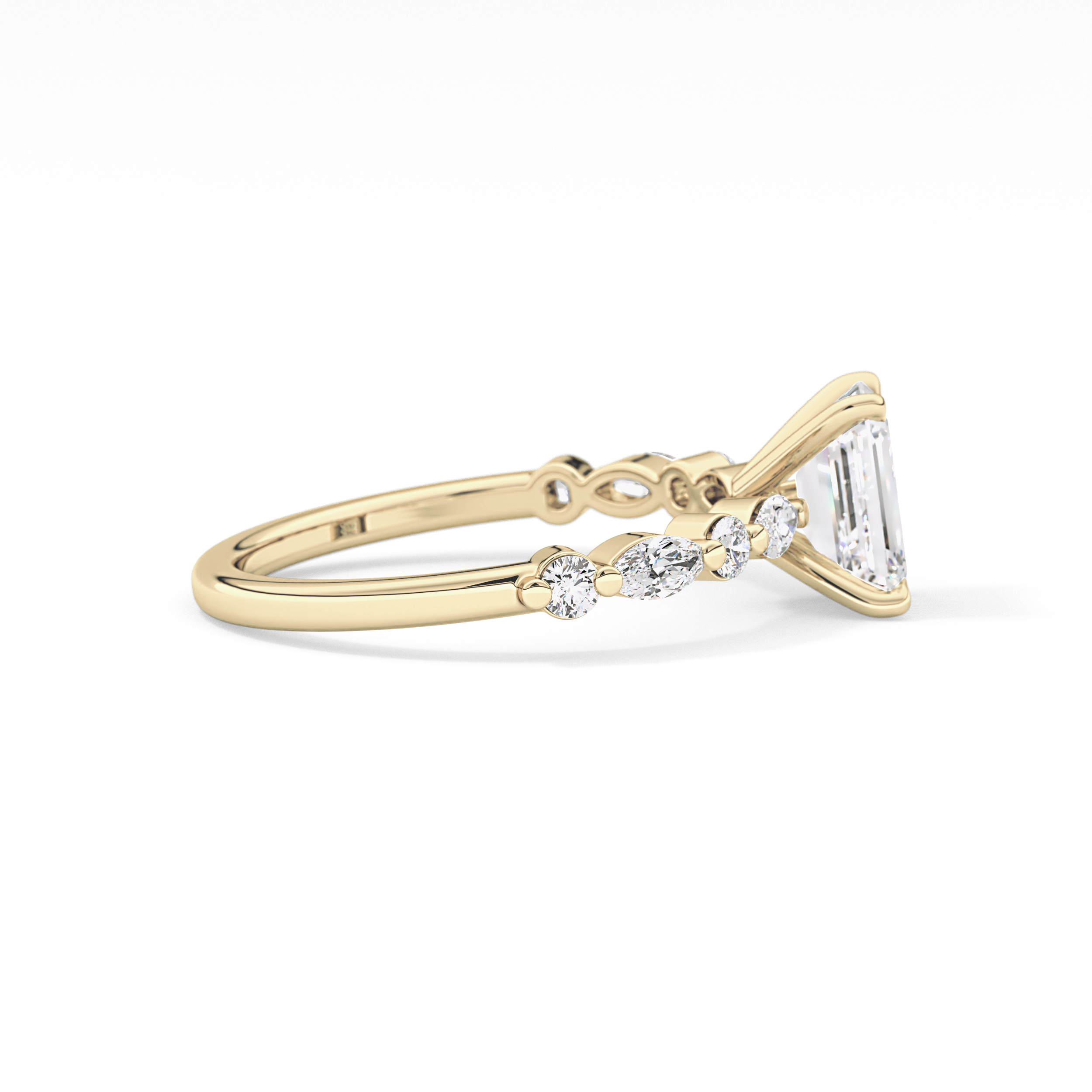 Emerald Pave Lab Grown Diamond Engagement Ring