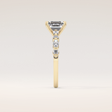 1.02 CT Emerald Shaped Pave Moissanite Engagement Ring