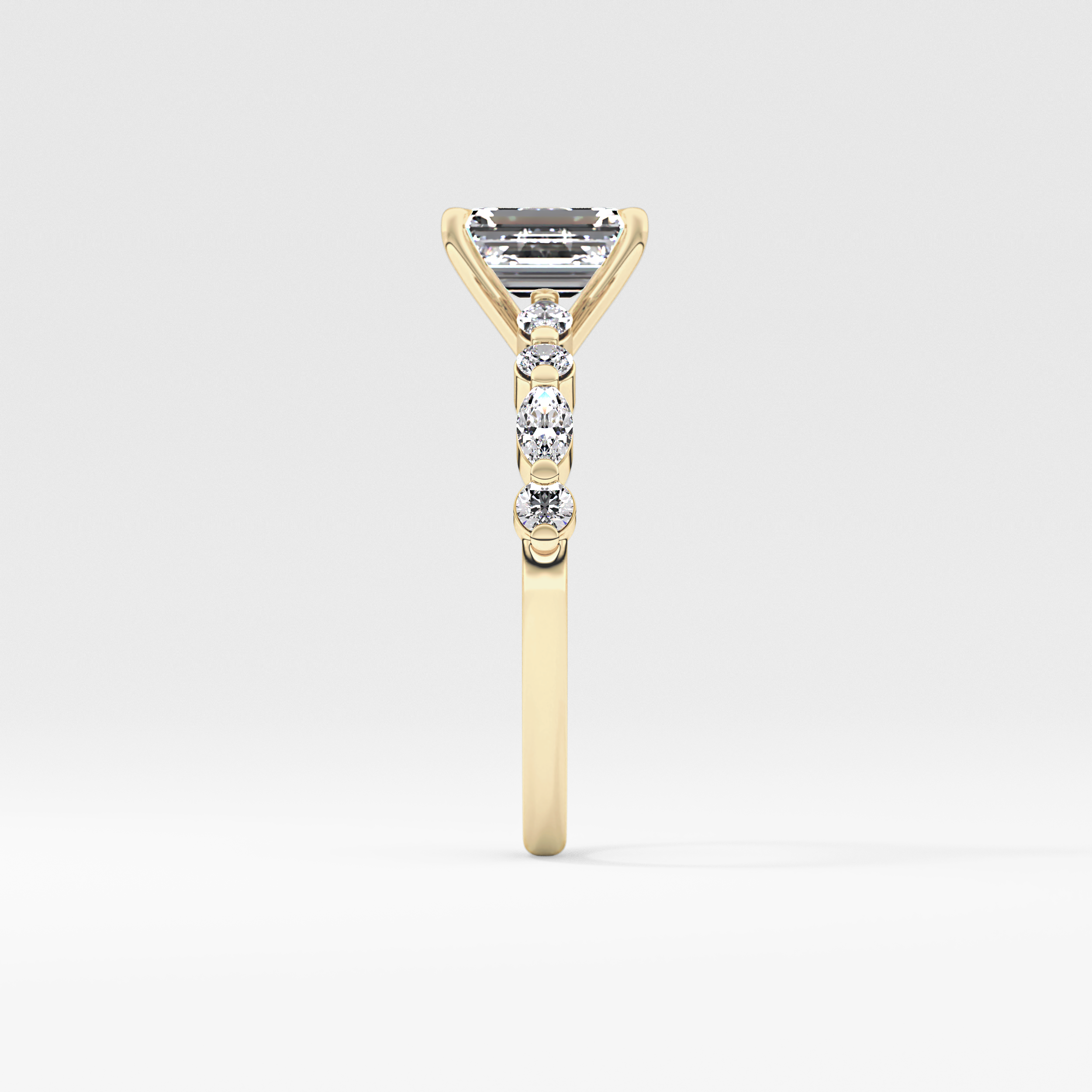 Emerald Pave Lab Grown Diamond Engagement Ring