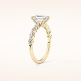 1.02 CT Emerald Shaped Pave Moissanite Engagement Ring