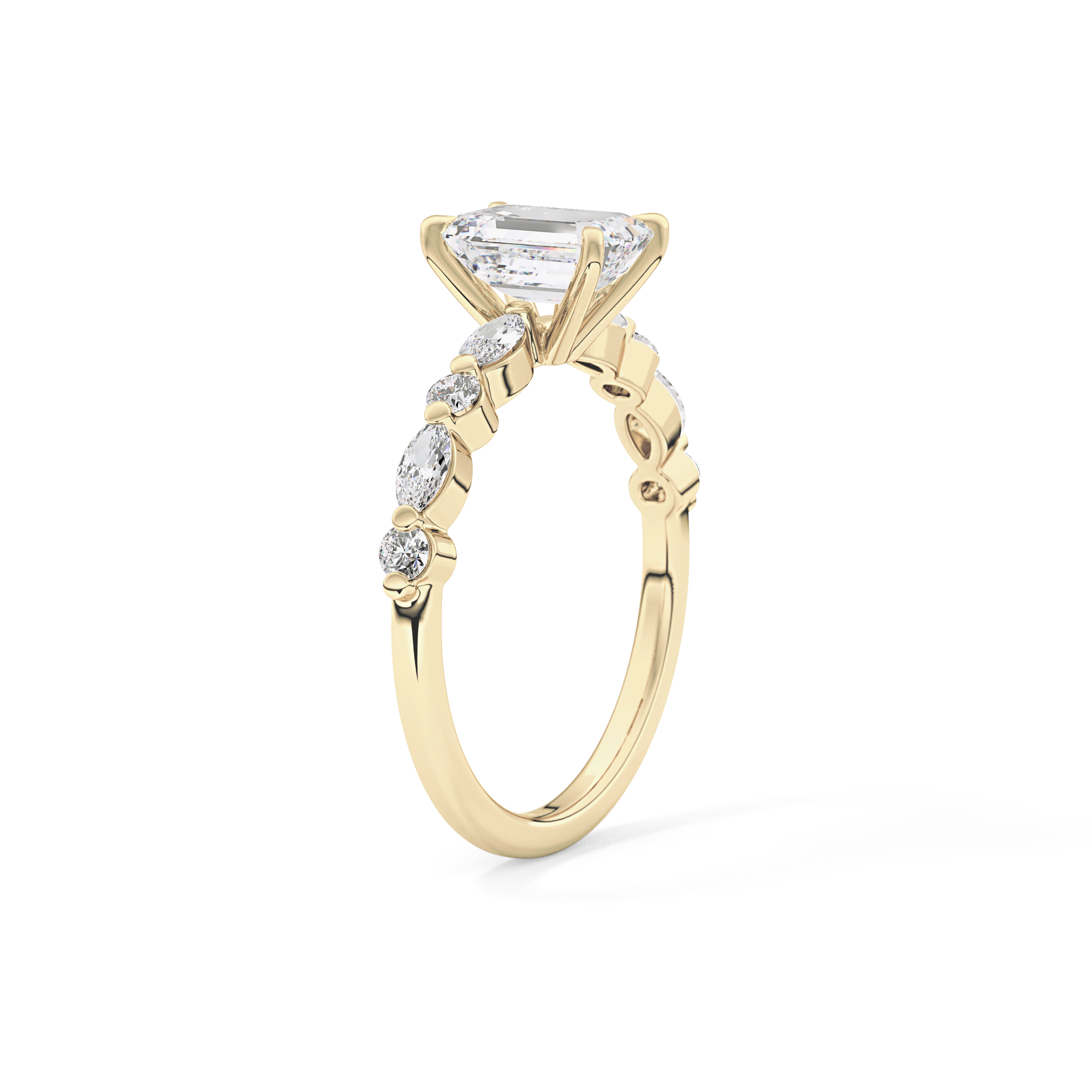 Emerald Pave Lab Grown Diamond Engagement Ring