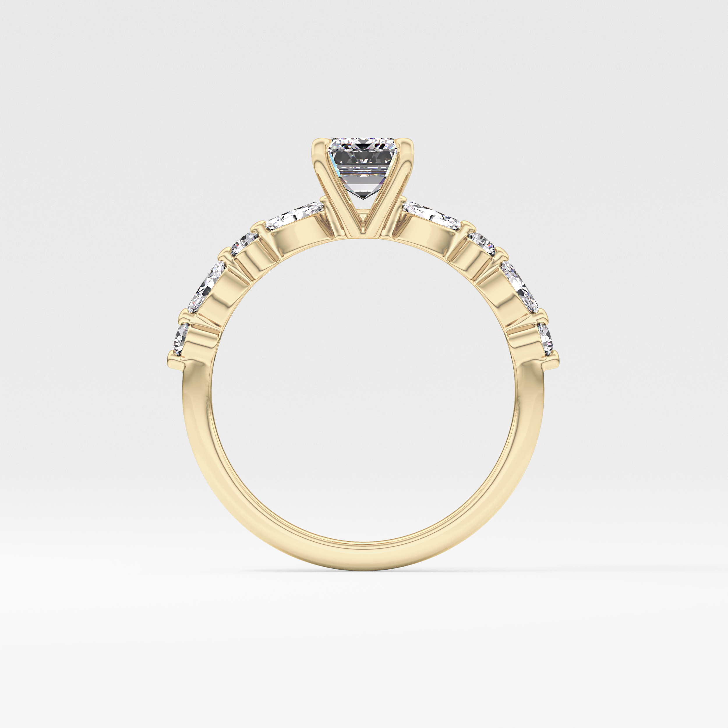 Emerald Pave Lab Grown Diamond Engagement Ring
