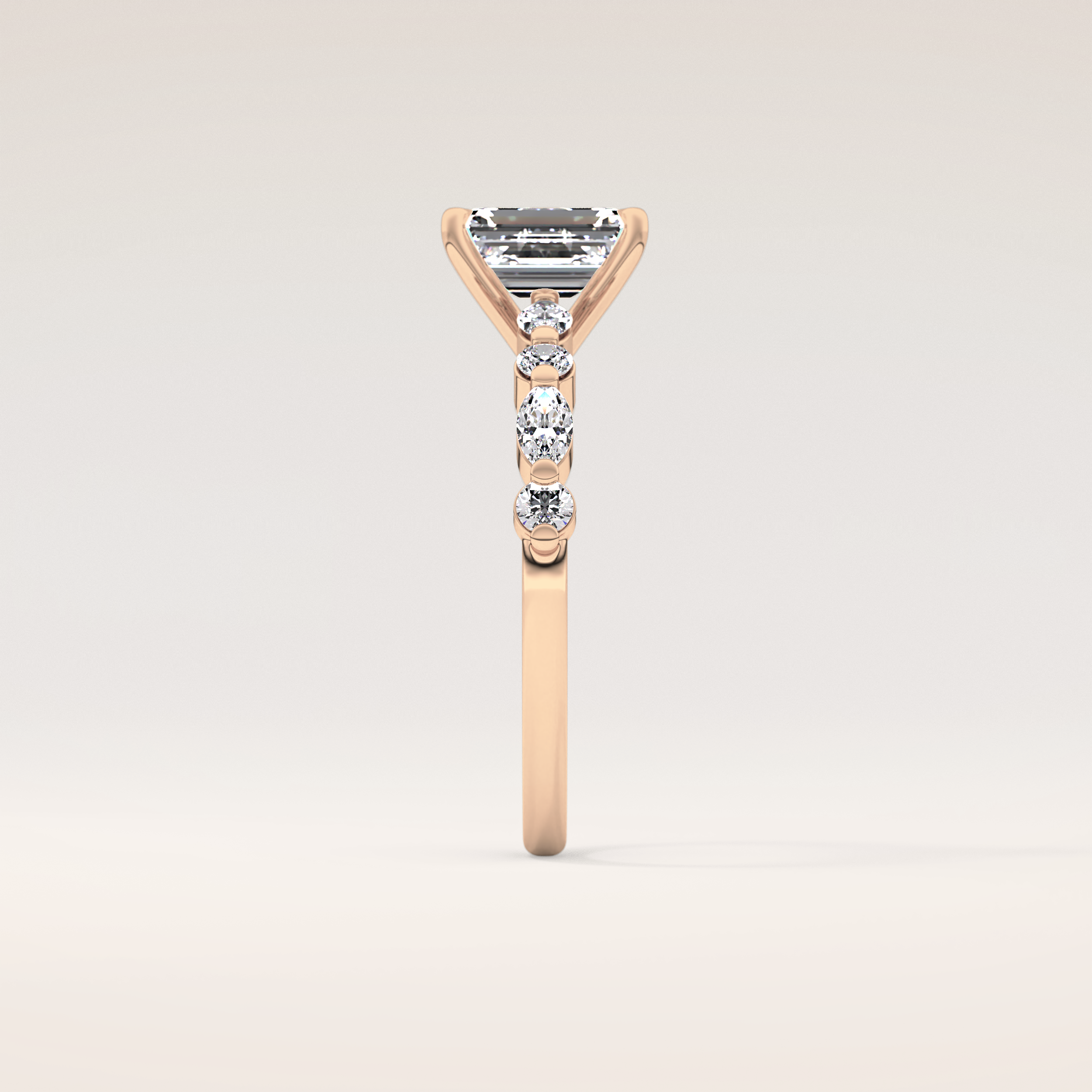 1.02 CT Emerald Shaped Pave Moissanite Engagement Ring