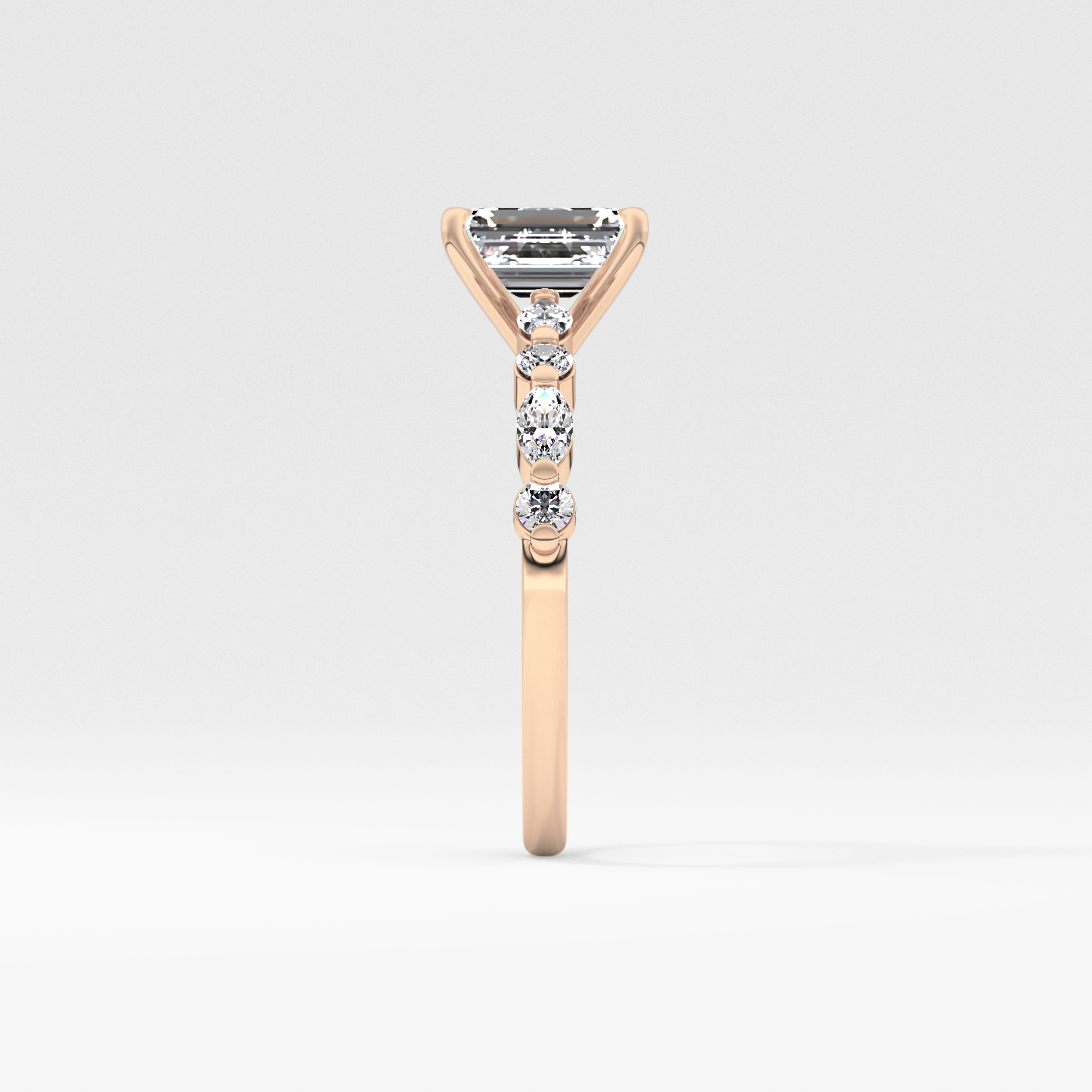 Emerald Pave Lab Grown Diamond Engagement Ring