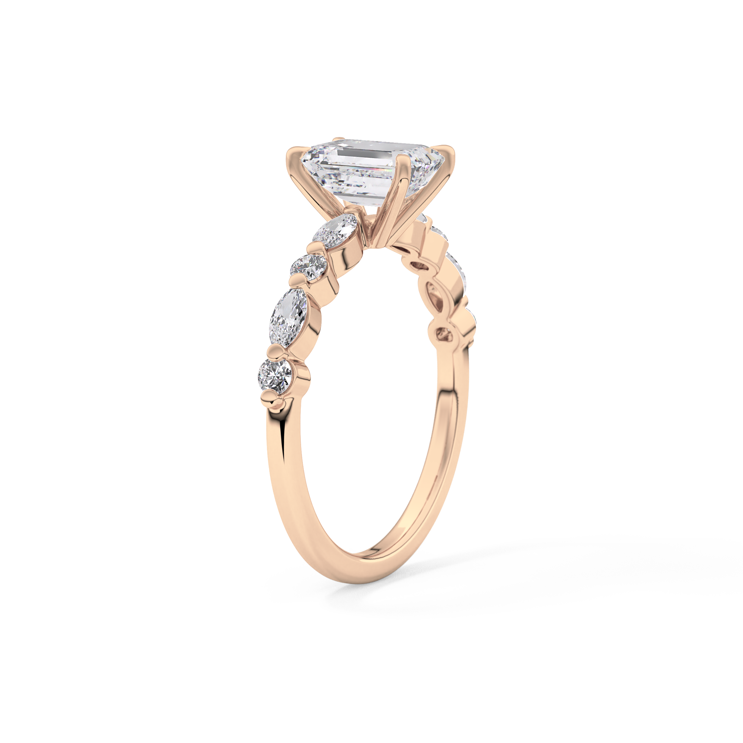 Emerald Pave Lab Grown Diamond Engagement Ring