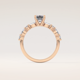 1.02 CT Emerald Shaped Pave Moissanite Engagement Ring