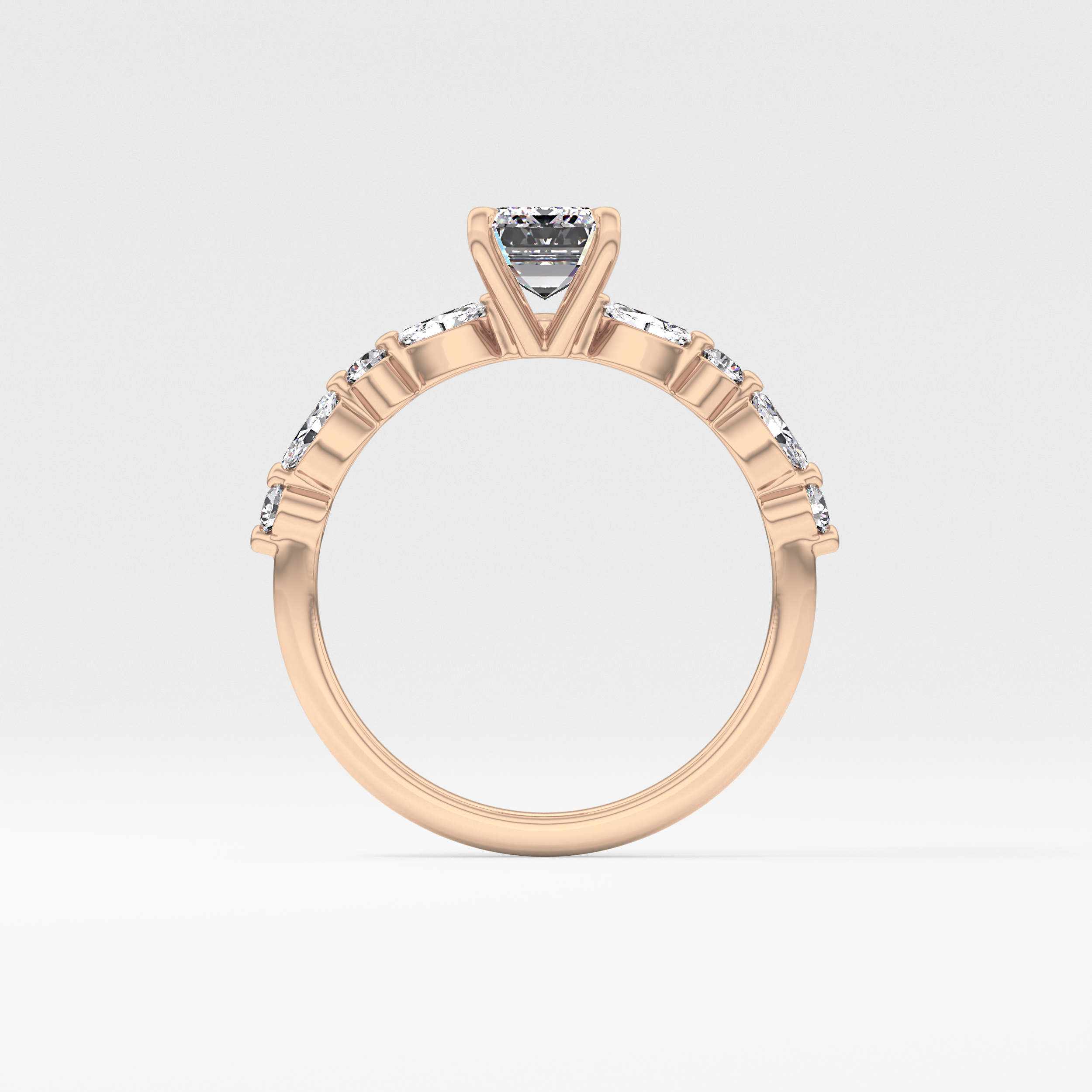 Emerald Pave Lab Grown Diamond Engagement Ring