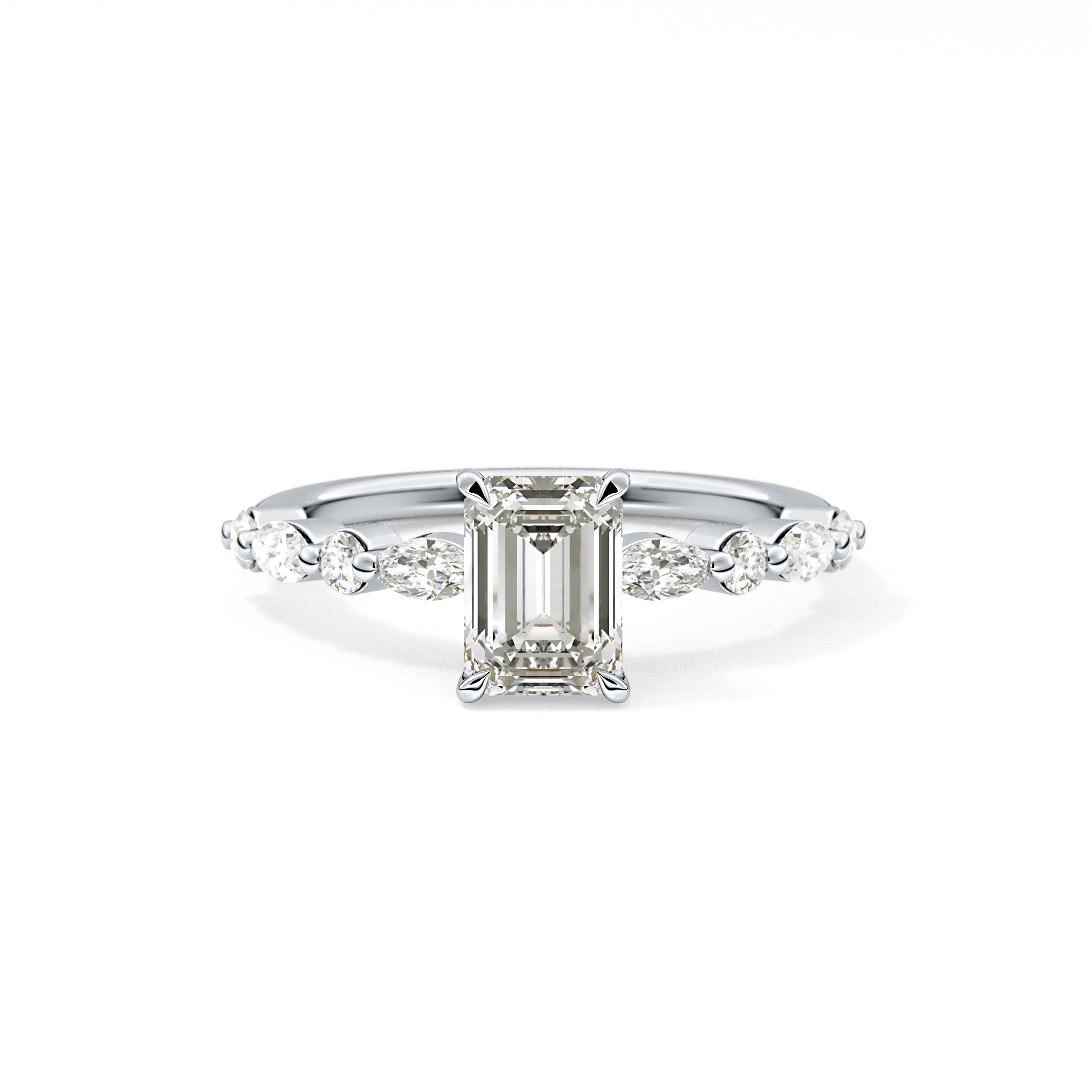 Emerald Pave Lab Grown Diamond Engagement Ring