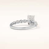 1.02 CT Emerald Shaped Pave Moissanite Engagement Ring
