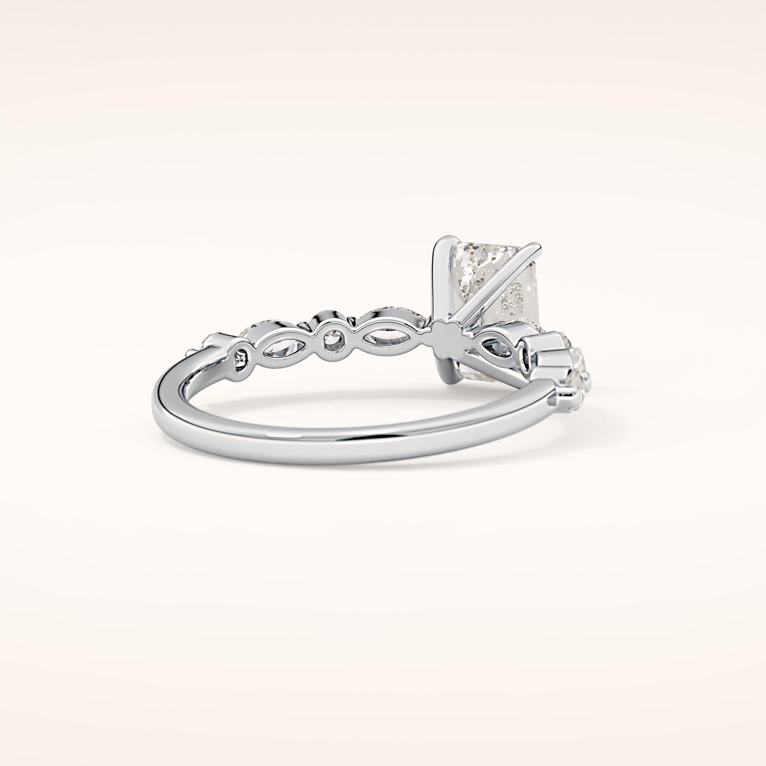 1.02 CT Emerald Shaped Pave Moissanite Engagement Ring