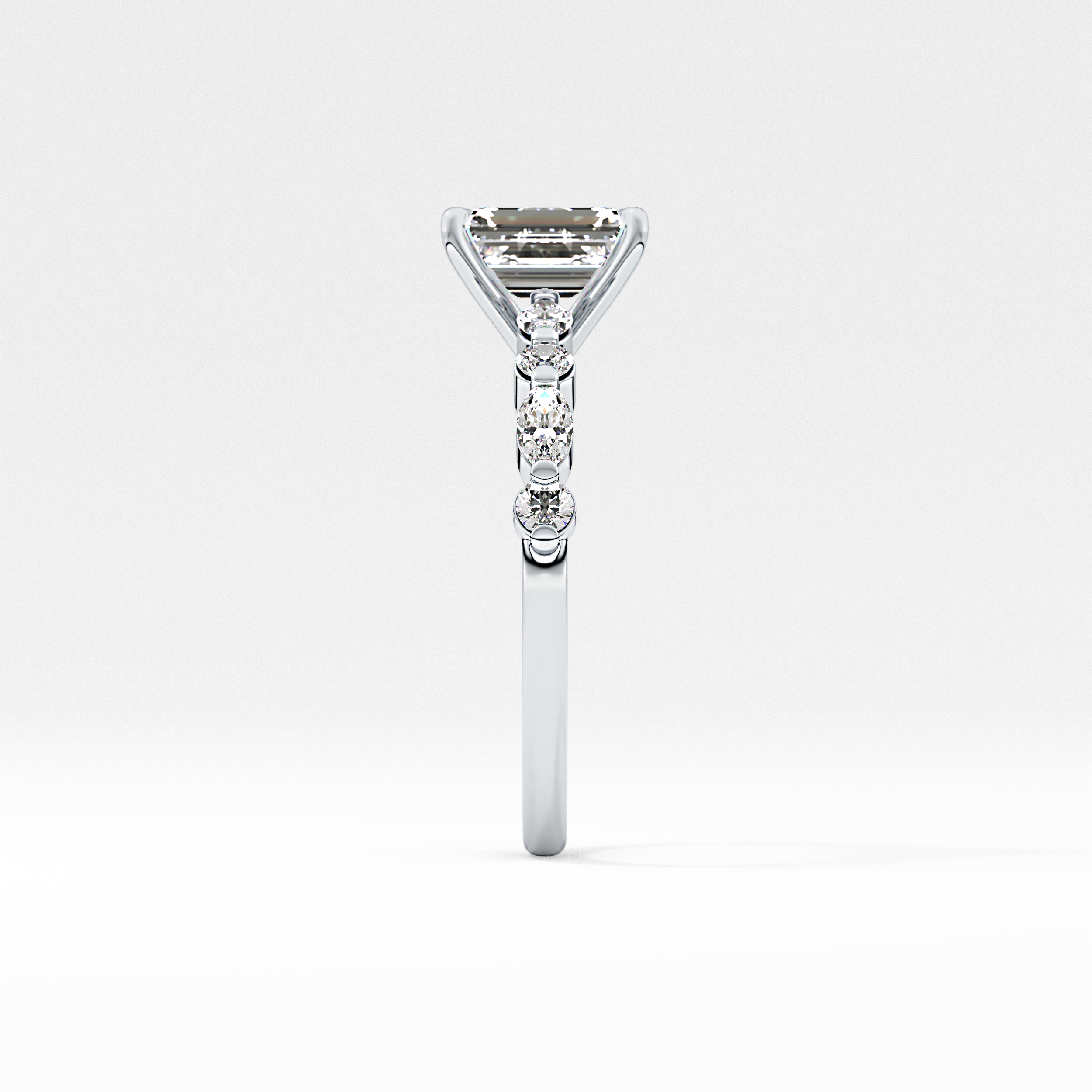 Emerald Pave Lab Grown Diamond Engagement Ring