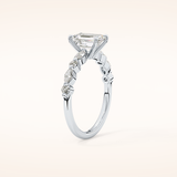 1.02 CT Emerald Shaped Pave Moissanite Engagement Ring
