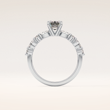 1.02 CT Emerald Shaped Pave Moissanite Engagement Ring