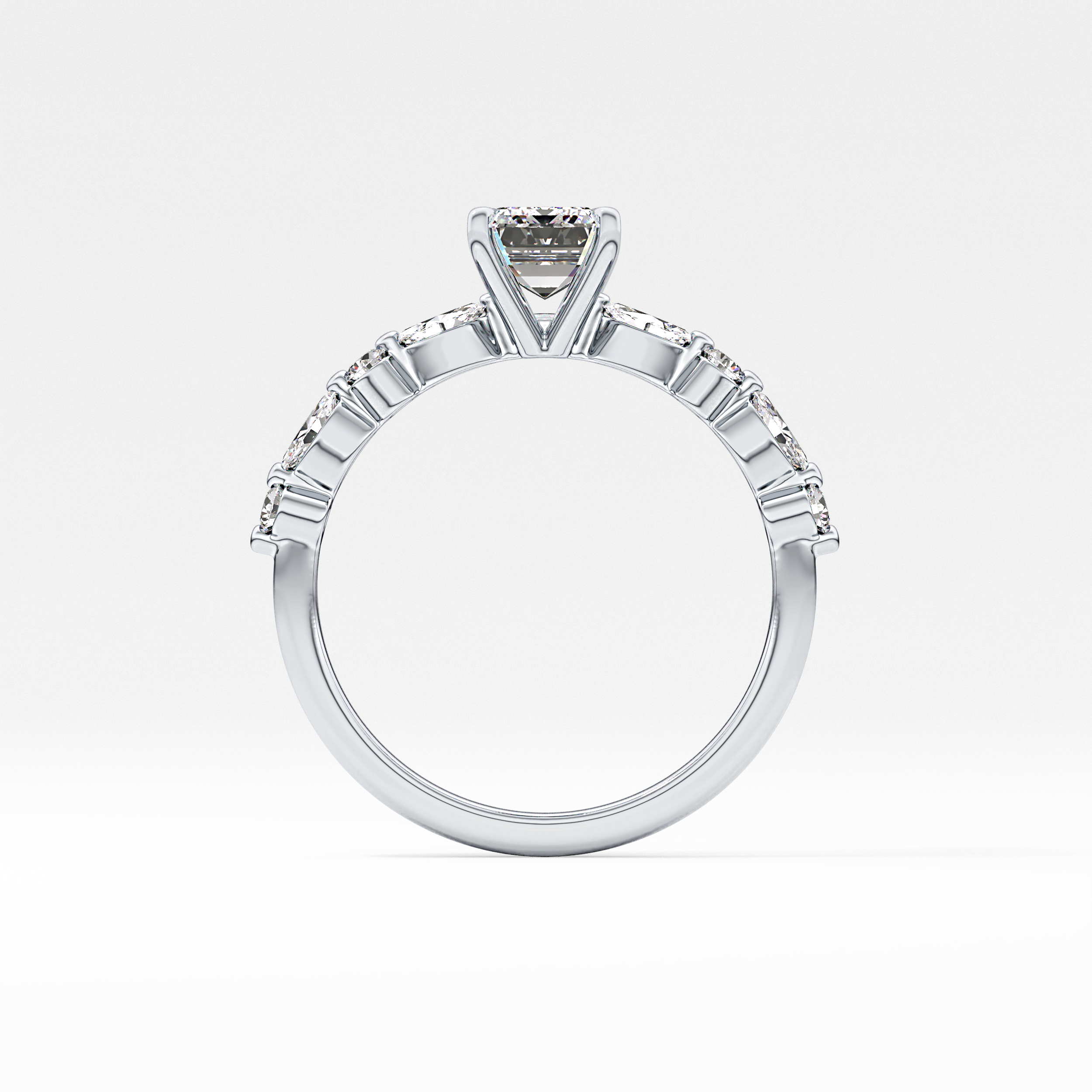Emerald Pave Lab Grown Diamond Engagement Ring