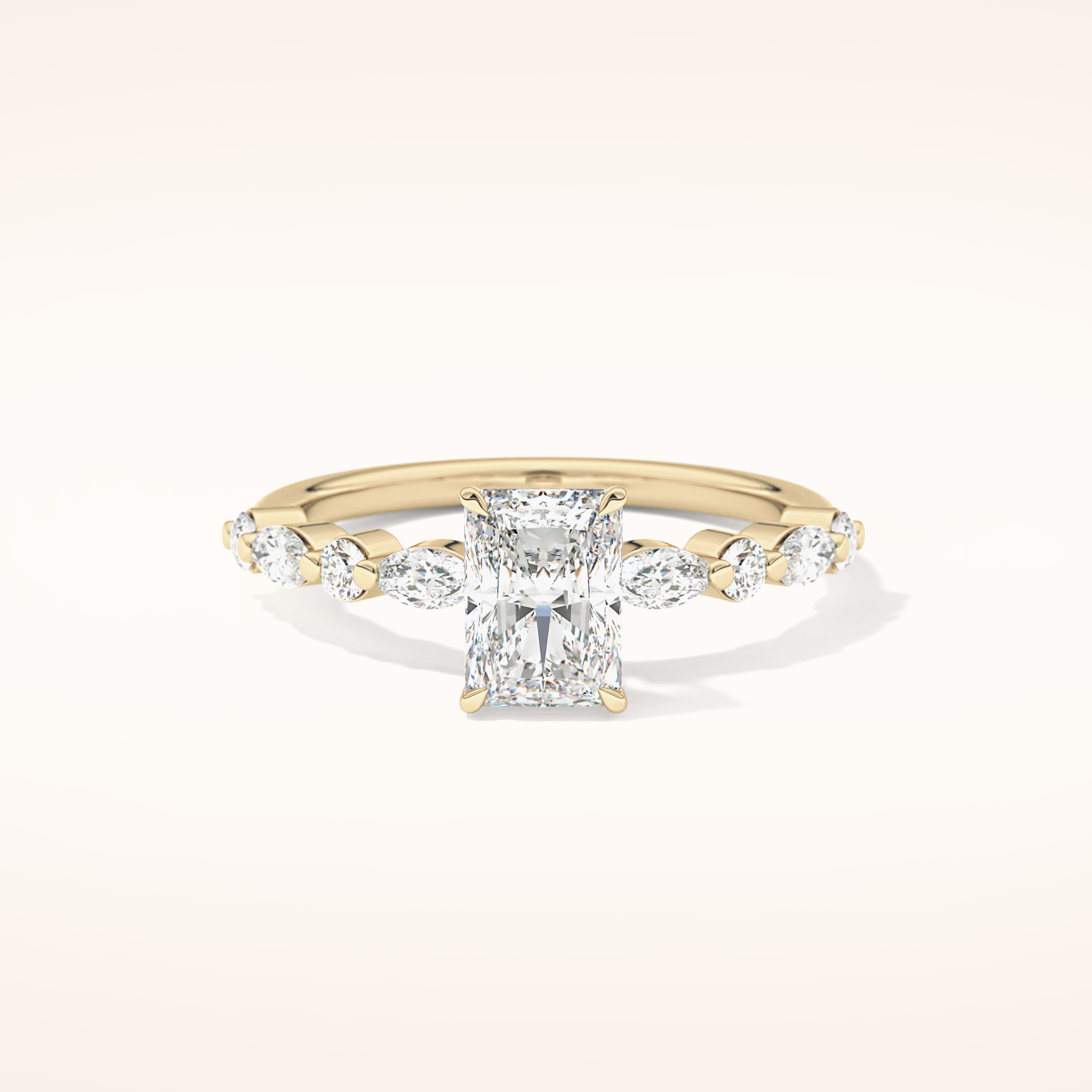1.21 CT Radiant Shaped Pave Moissanite Engagement Ring