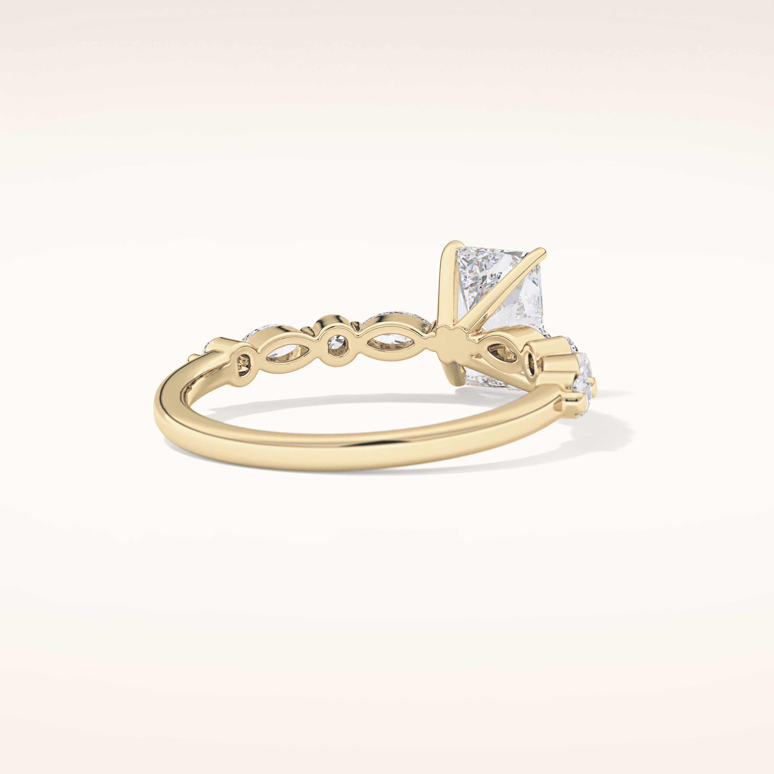 1.21 CT Radiant Shaped Pave Moissanite Engagement Ring