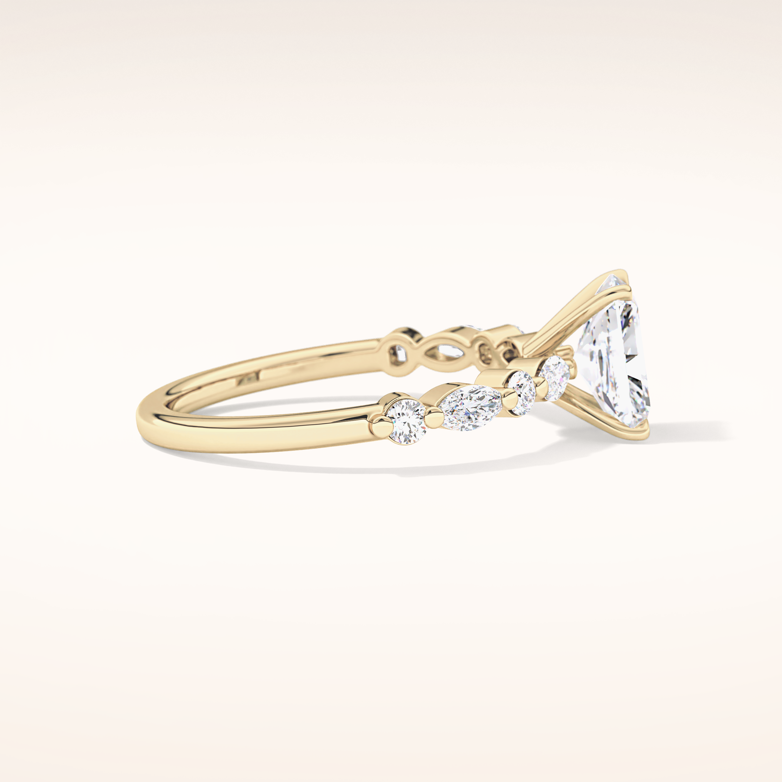 1.21 CT Radiant Shaped Pave Moissanite Engagement Ring