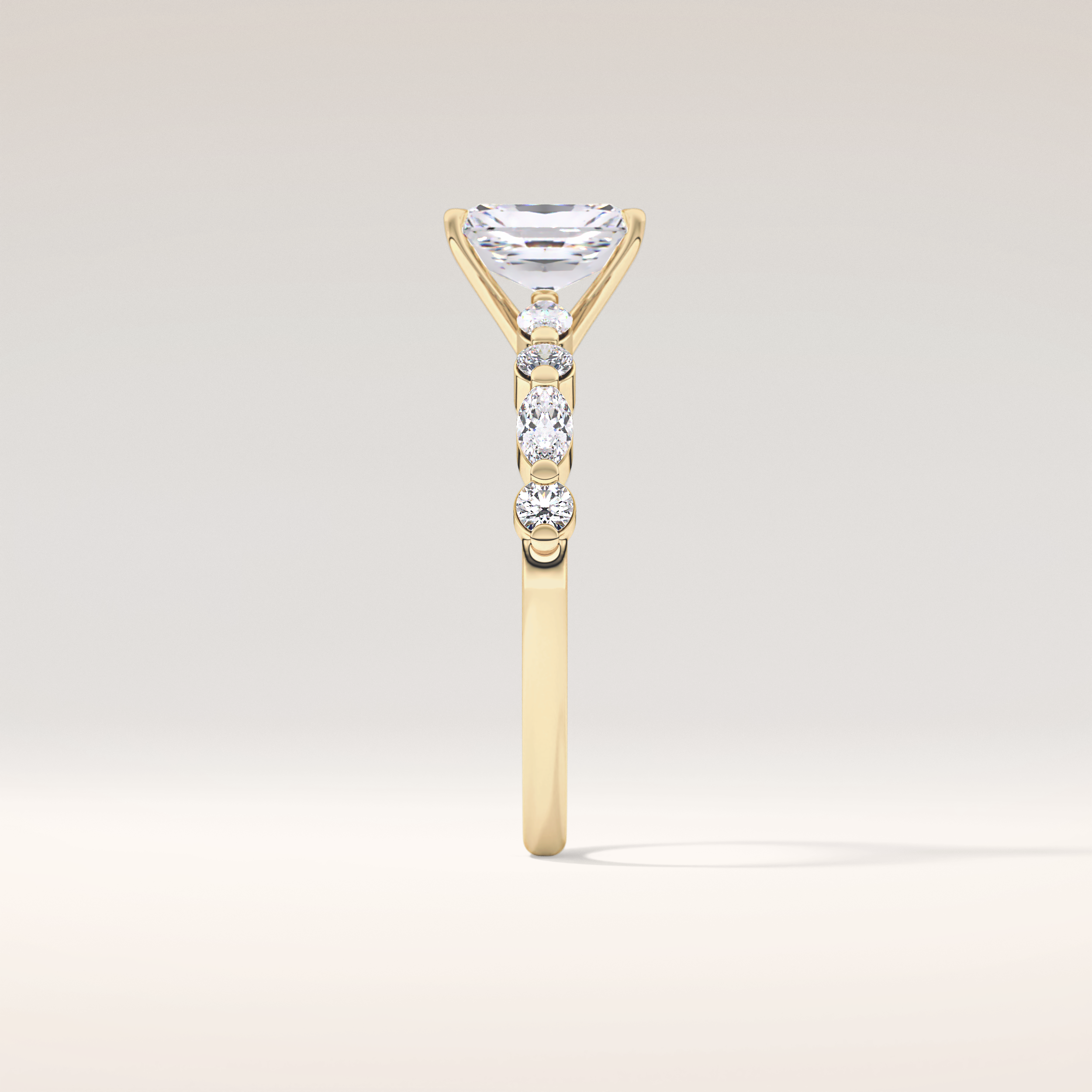 1.21 CT Radiant Shaped Pave Moissanite Engagement Ring