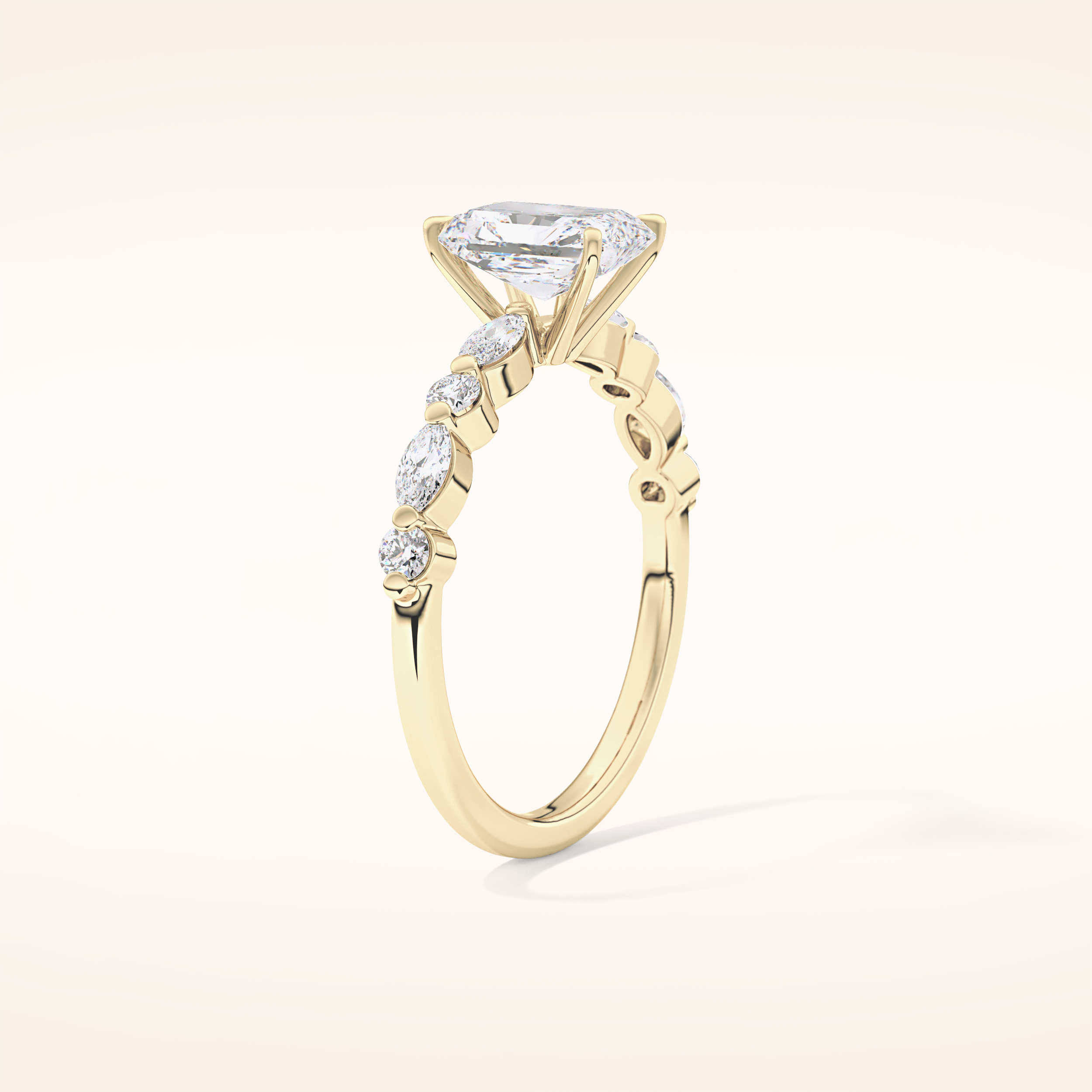 1.21 CT Radiant Shaped Pave Moissanite Engagement Ring