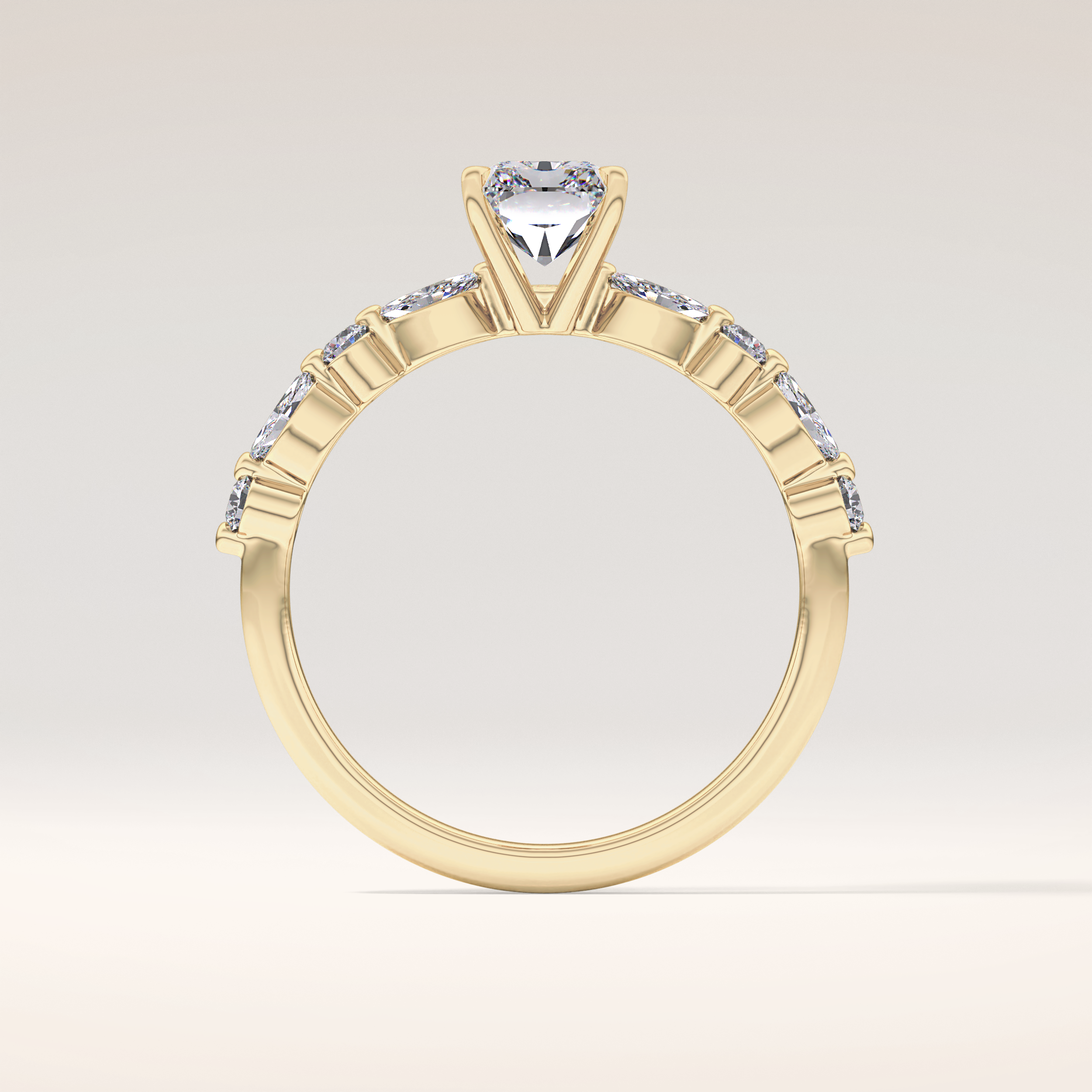 1.21 CT Radiant Shaped Pave Moissanite Engagement Ring