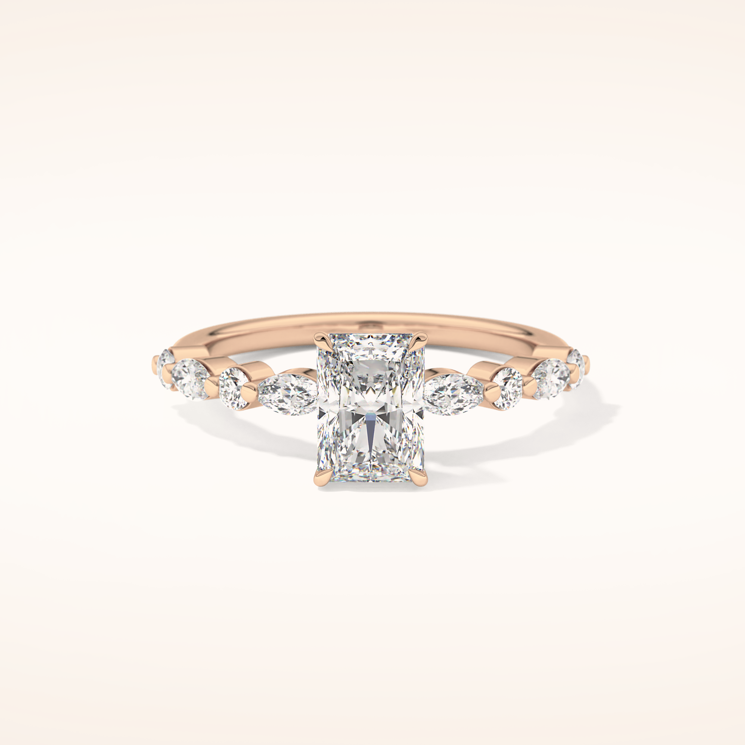 1.21 CT Radiant Shaped Pave Moissanite Engagement Ring