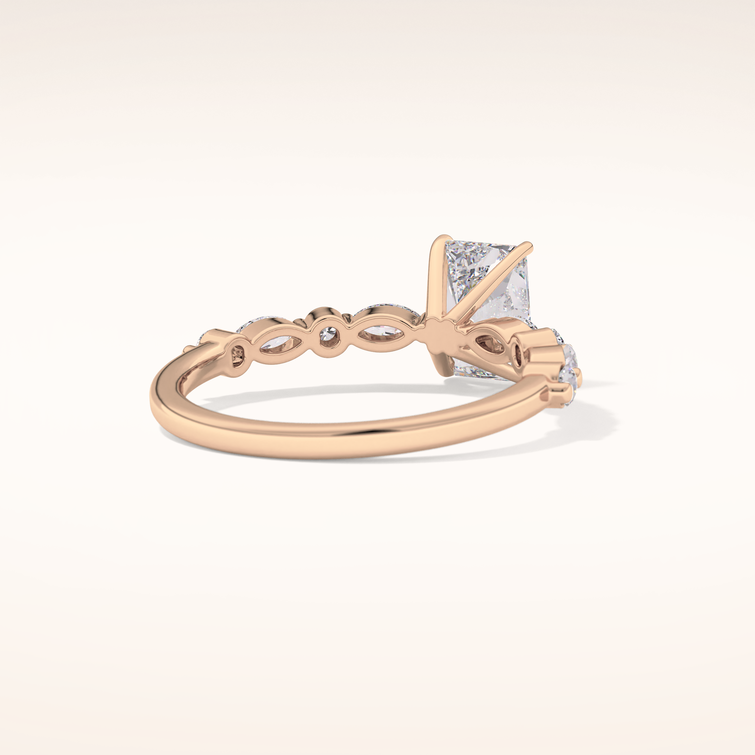 1.21 CT Radiant Shaped Pave Moissanite Engagement Ring