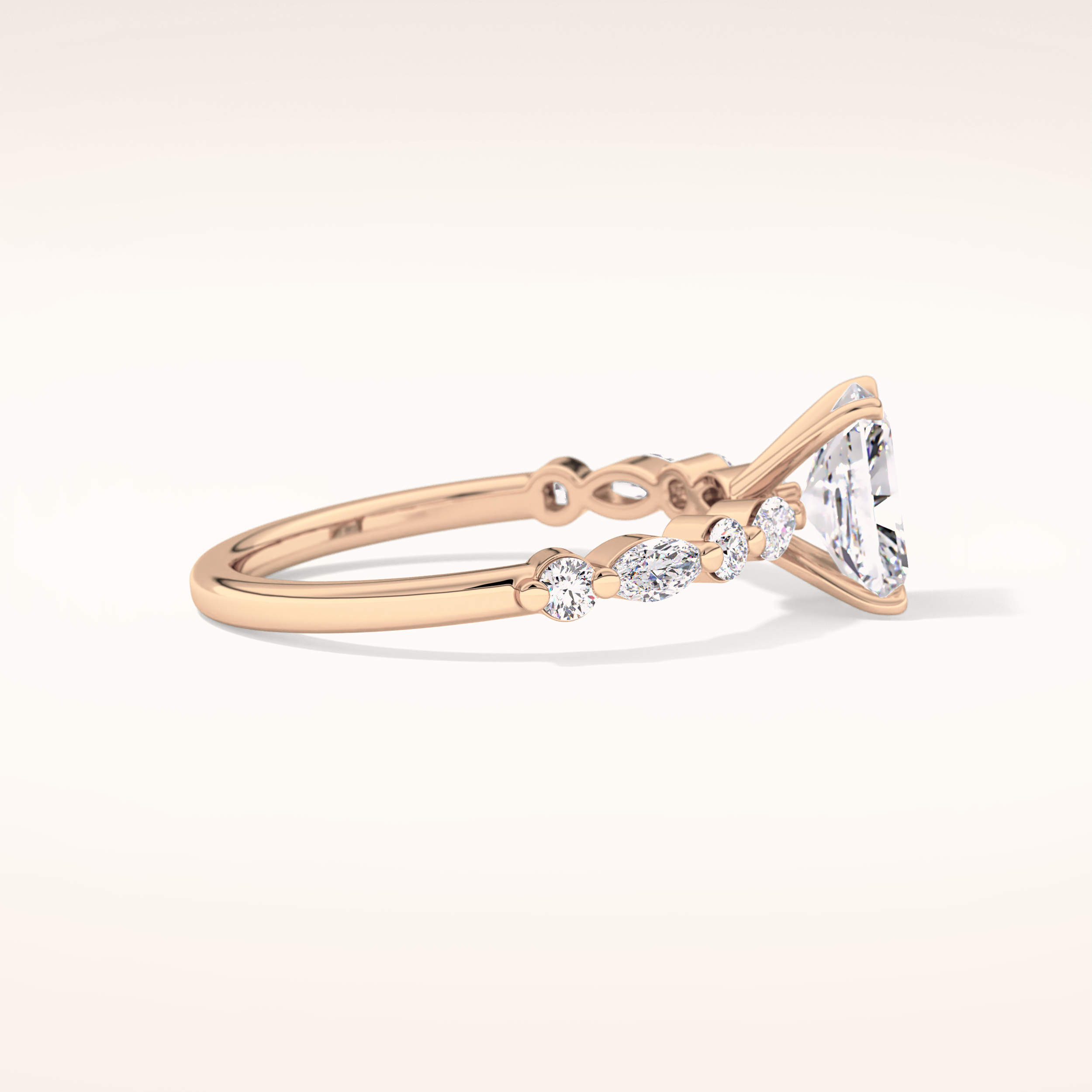 1.21 CT Radiant Shaped Pave Moissanite Engagement Ring