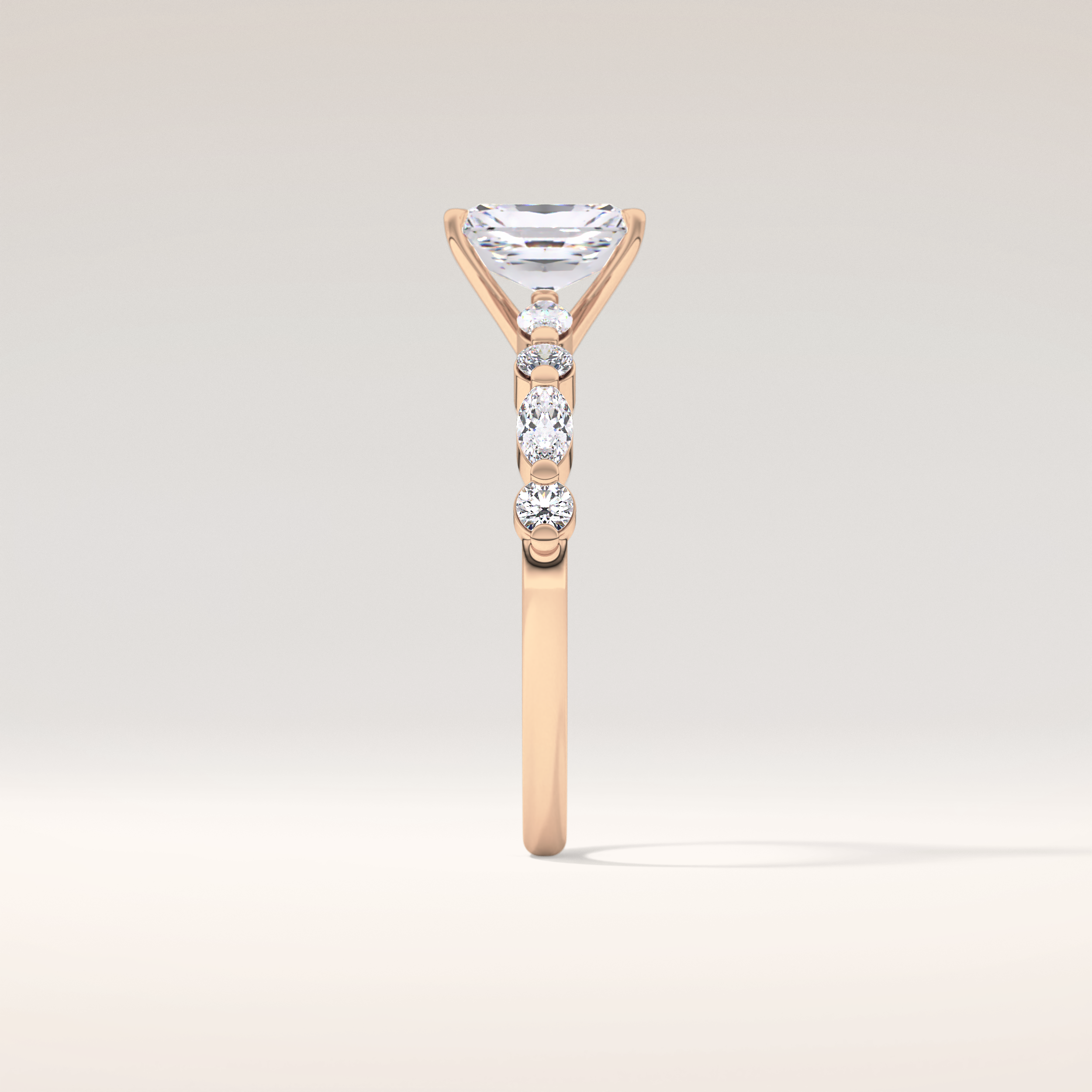 1.21 CT Radiant Shaped Pave Moissanite Engagement Ring