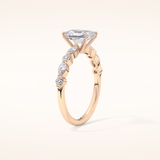 1.21 CT Radiant Shaped Pave Moissanite Engagement Ring