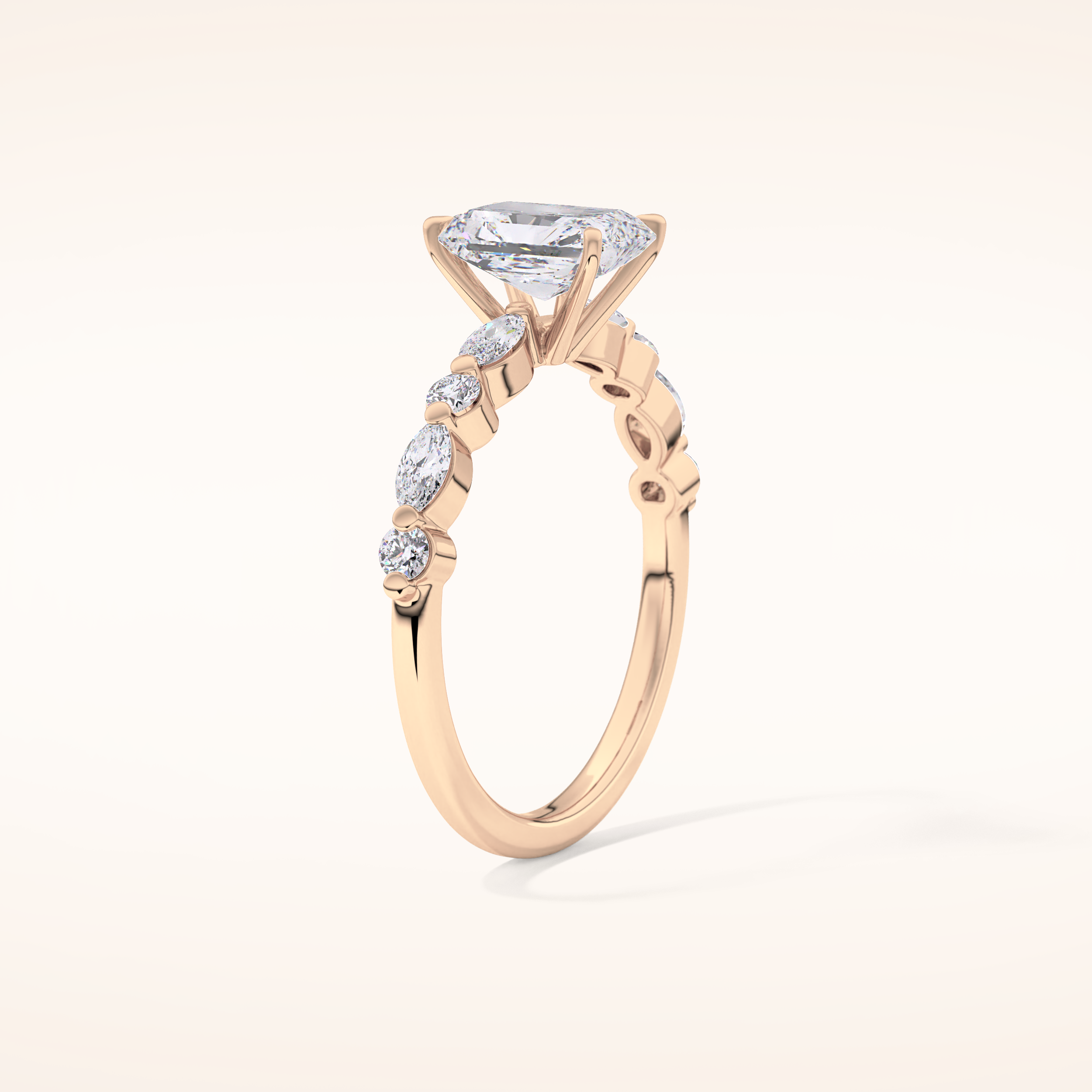 1.21 CT Radiant Shaped Pave Moissanite Engagement Ring