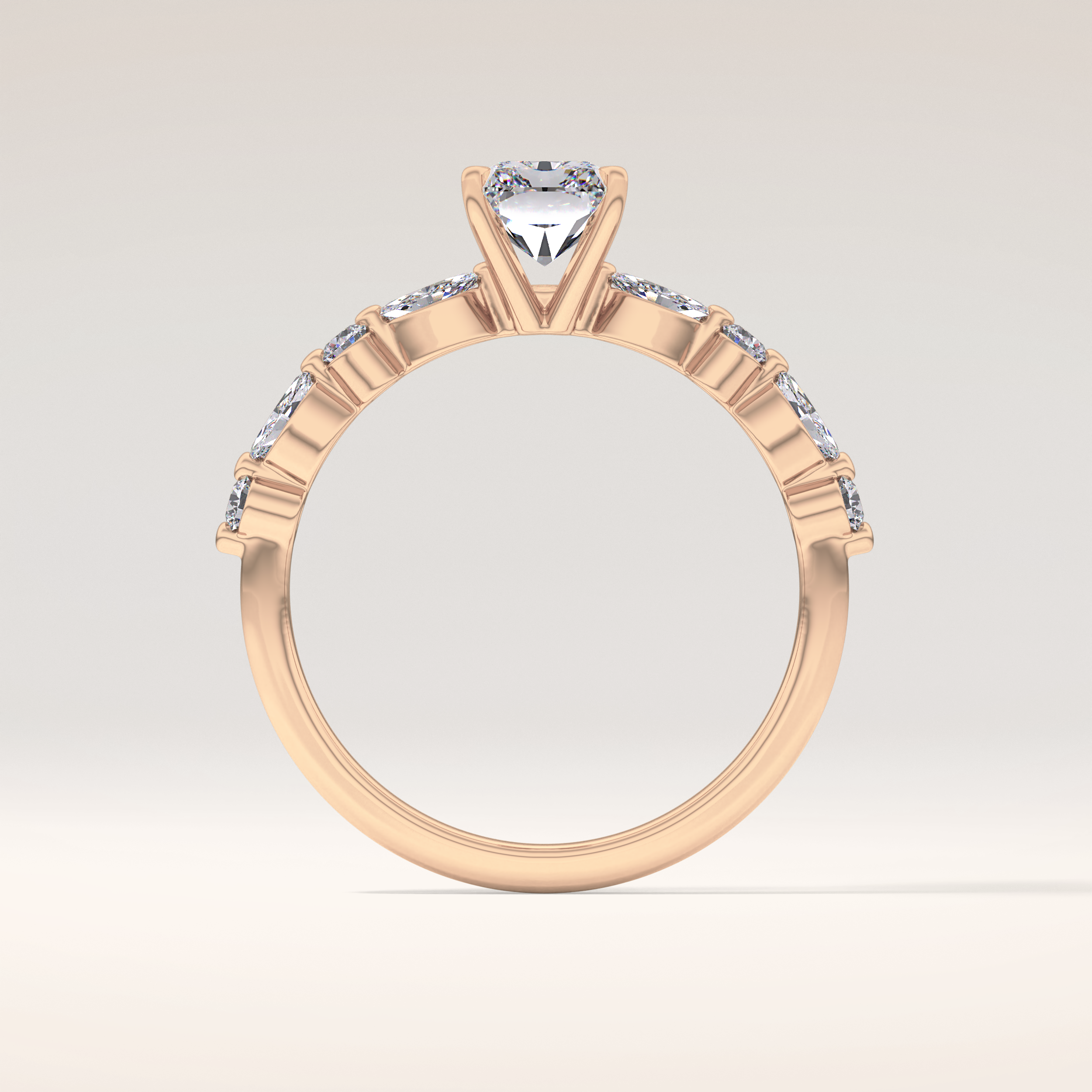 1.21 CT Radiant Shaped Pave Moissanite Engagement Ring