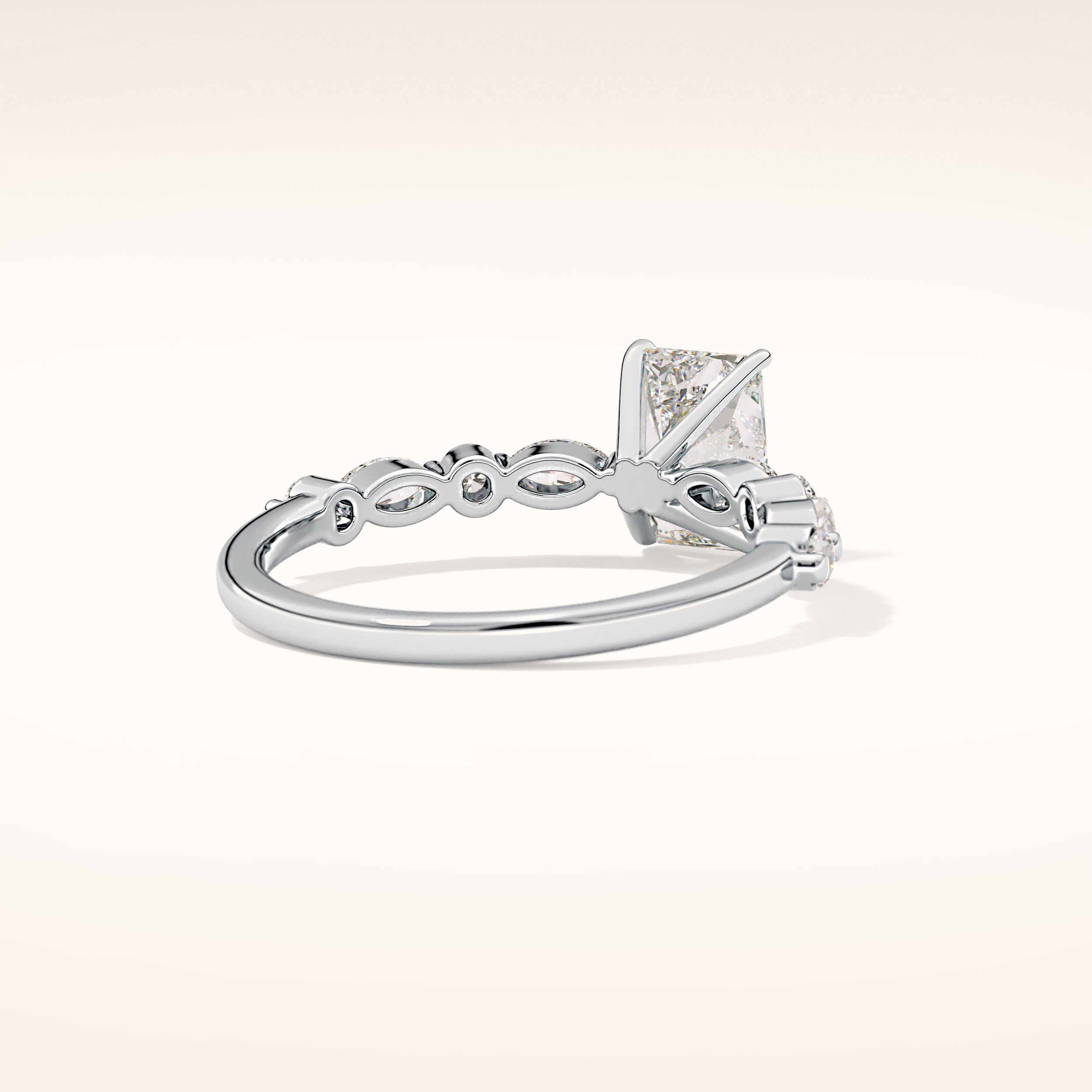 1.21 CT Radiant Shaped Pave Moissanite Engagement Ring