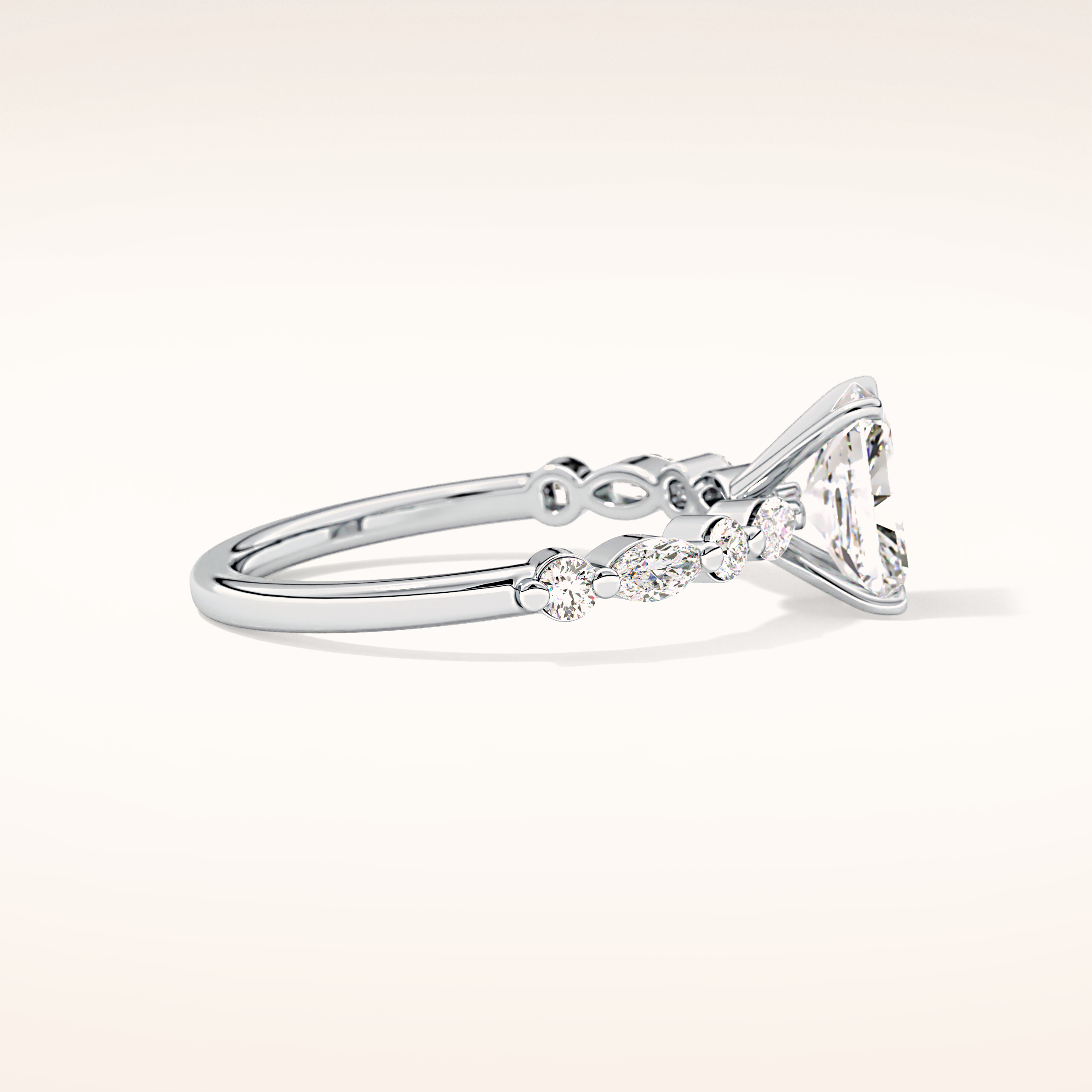 1.21 CT Radiant Shaped Pave Moissanite Engagement Ring